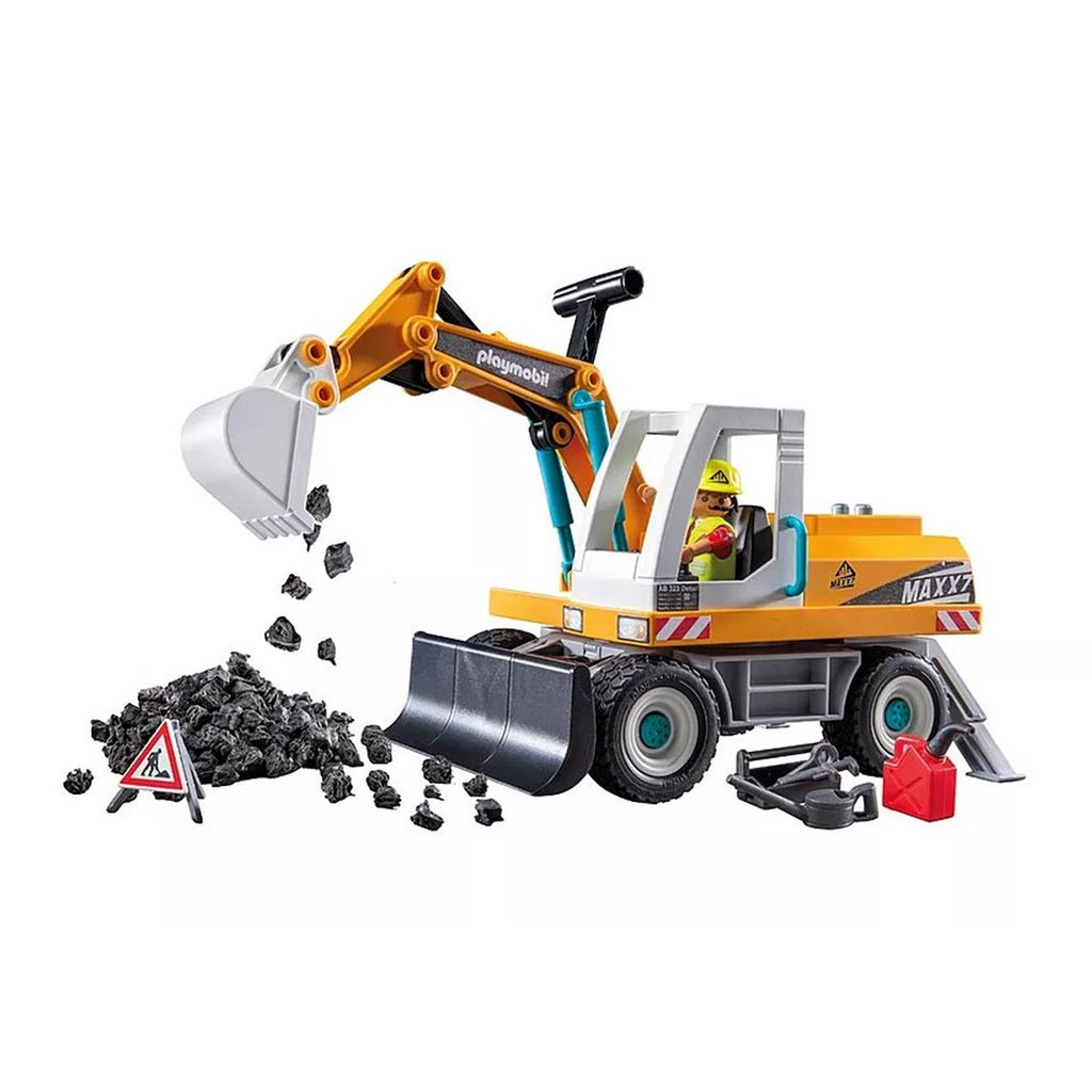 Action heroes pelleteuse mécanique avec ouvrier et accessoires 71749 multicolore