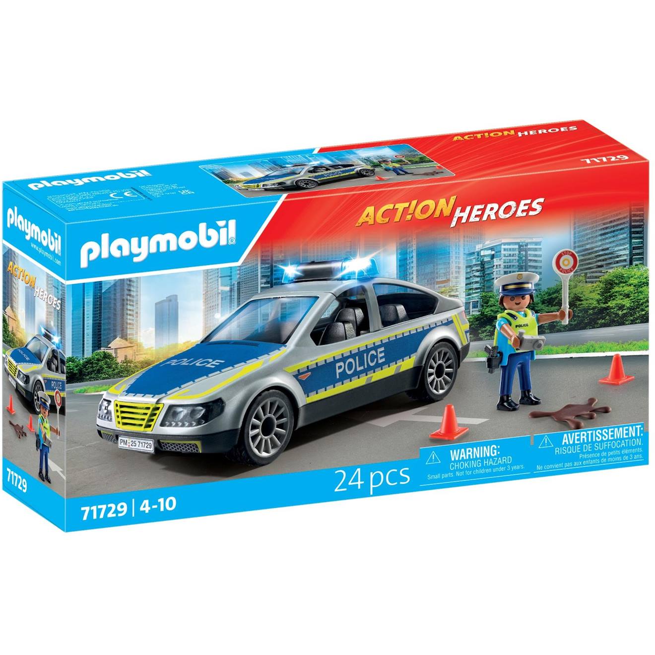 Action heroes voiture de police avec sirène et gyrophare 71729 multicolor