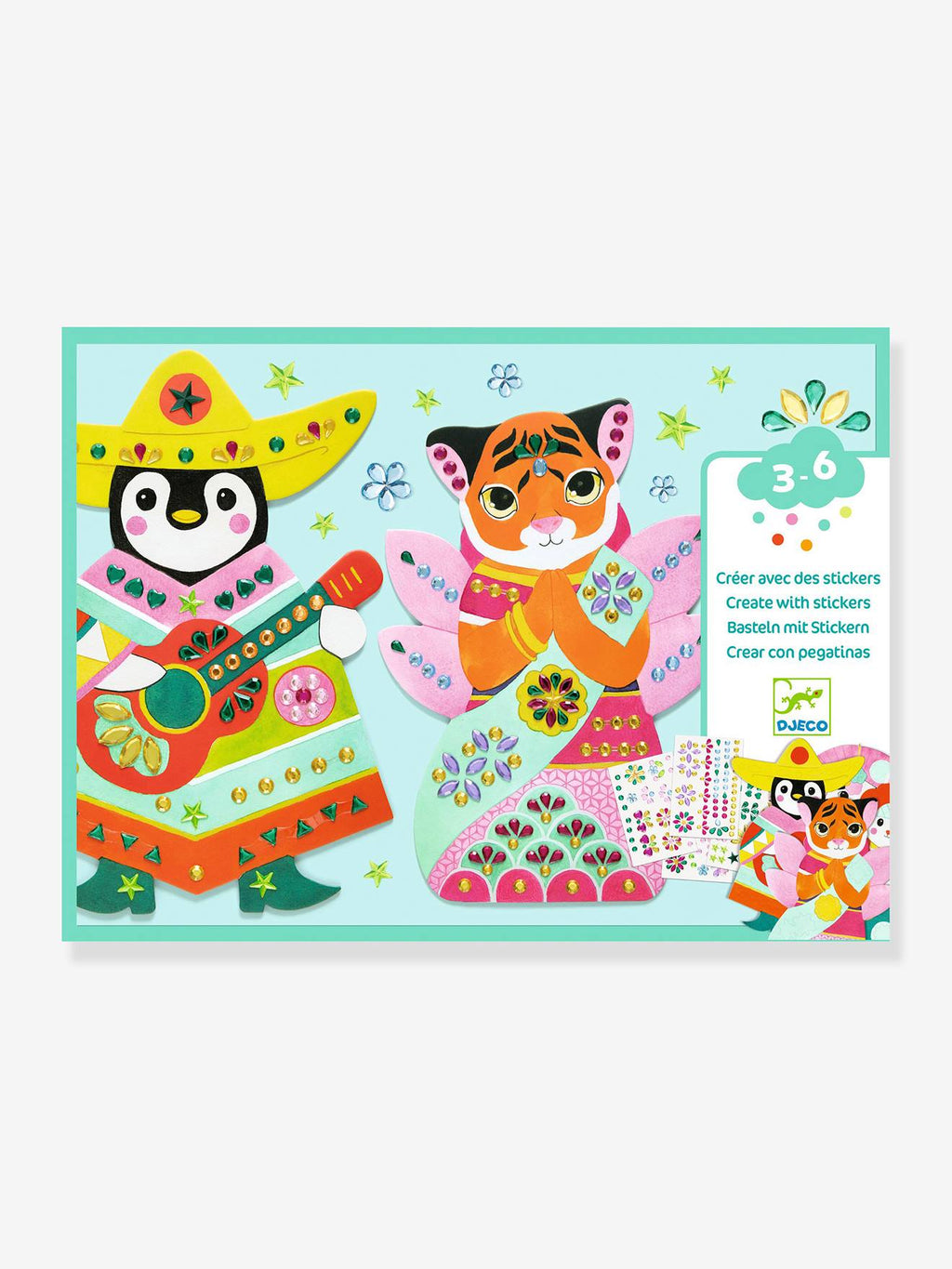 Activité de collage avec stickers brillants brillant