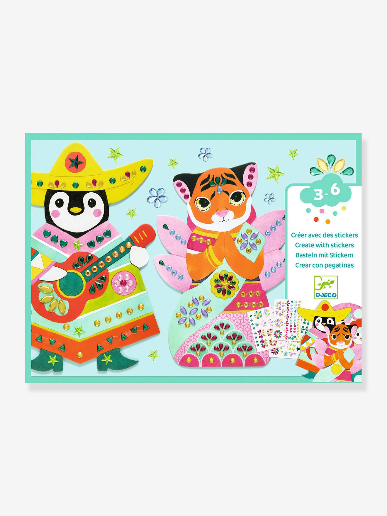 Activité de collage avec stickers brillants brillant