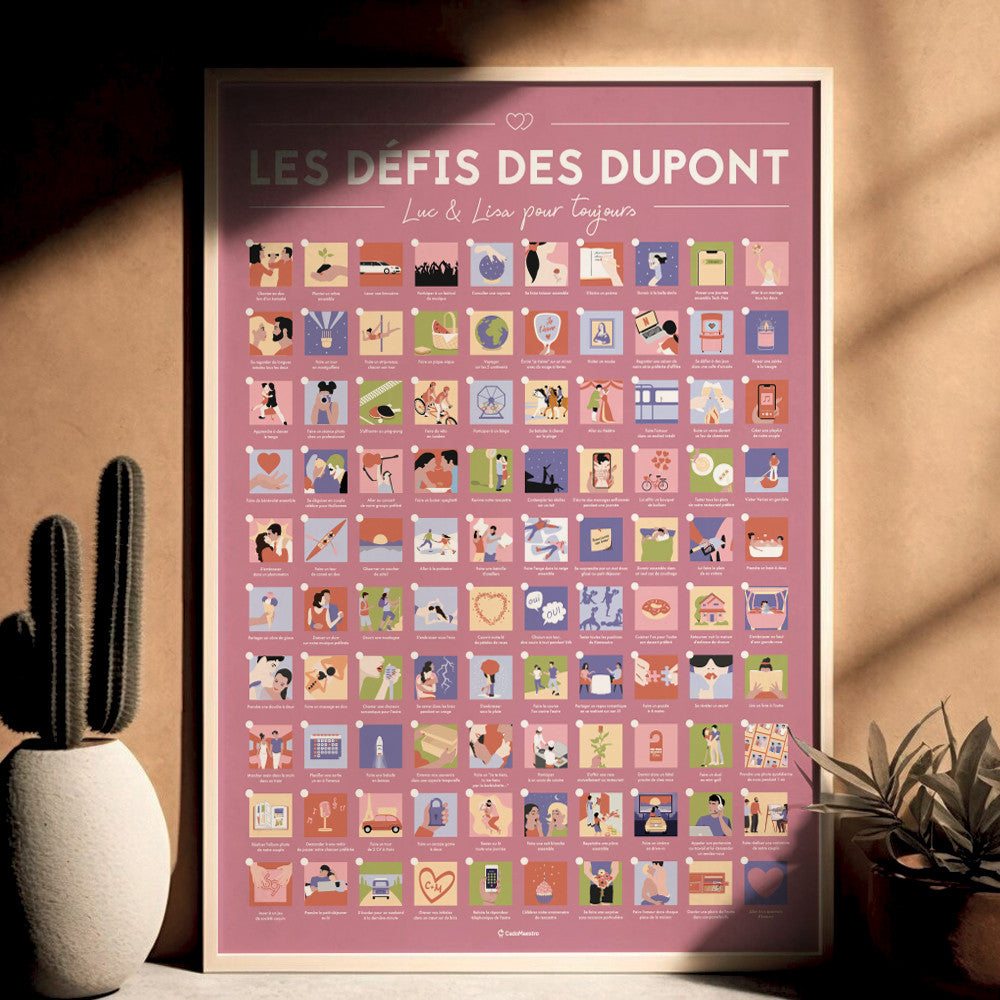 Affiche 100 Défis à Faire en Couple à Personnaliser Sans - Affiche Personnalisée