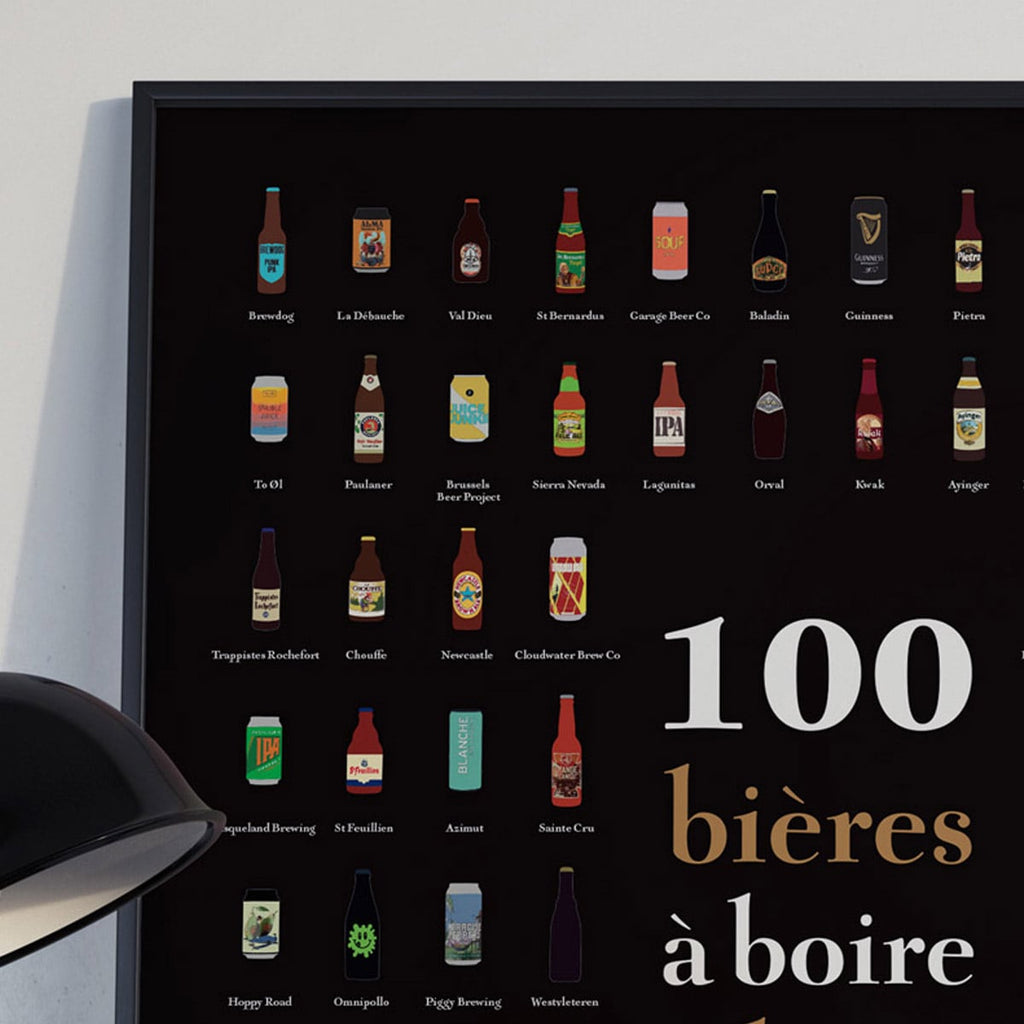 Affiche à gratter 100 bières à boire dans sa vie