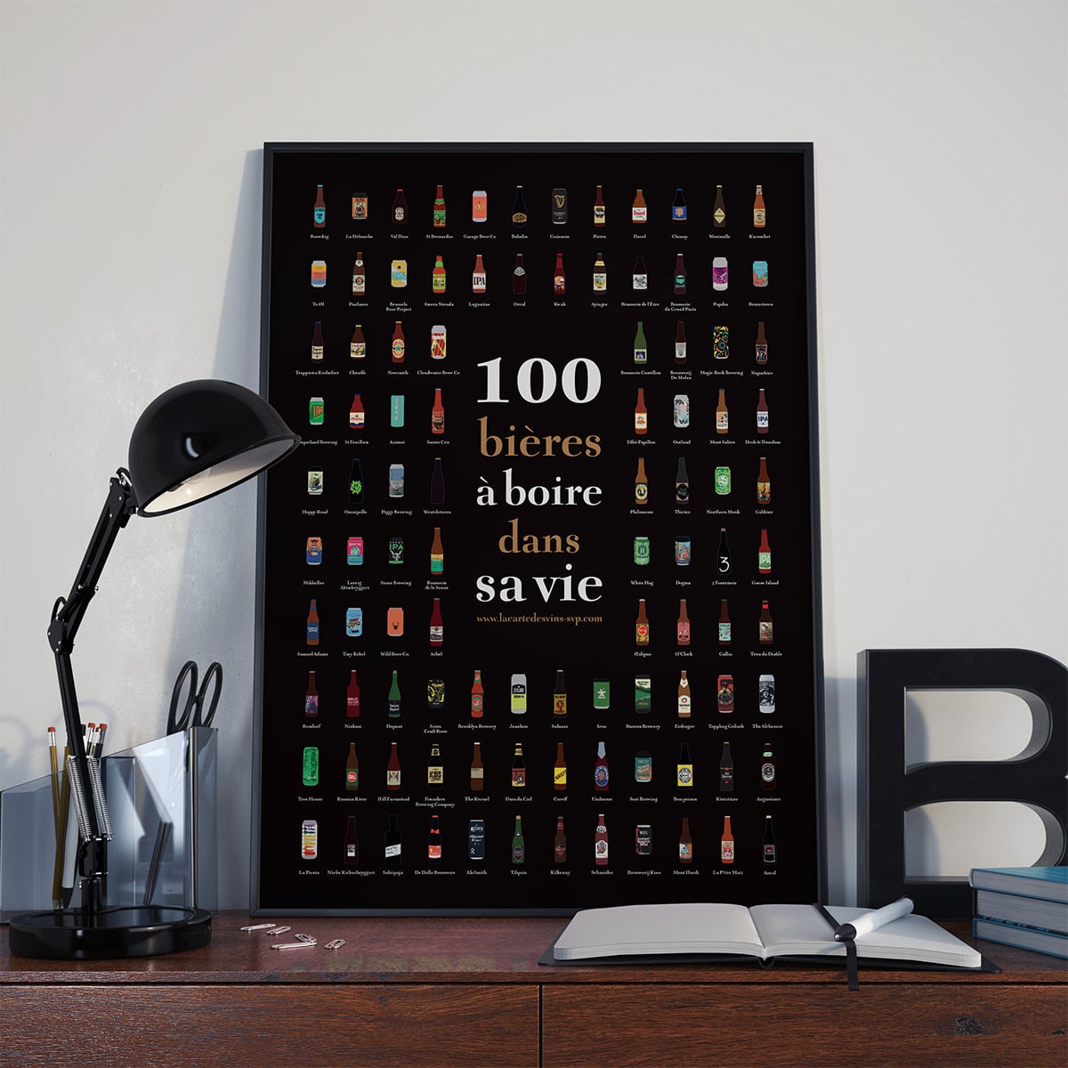 Affiche à gratter 100 bières à boire dans sa vie