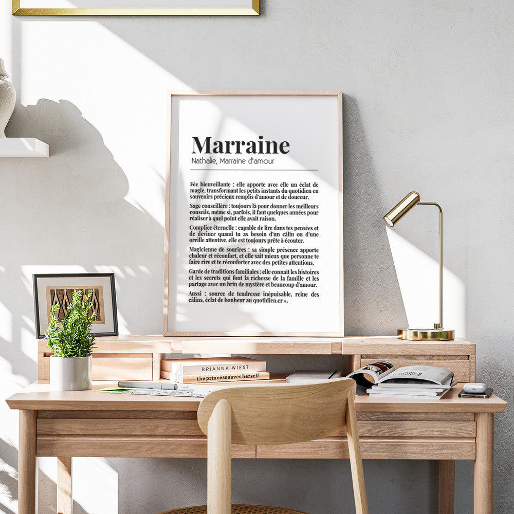 Affiche Définition Marraine à Personnaliser Sans - Affiche Personnalisée