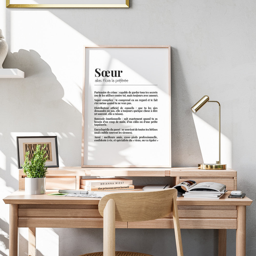 Affiche Définition Soeur à Personnaliser Sans - Affiche Personnalisée