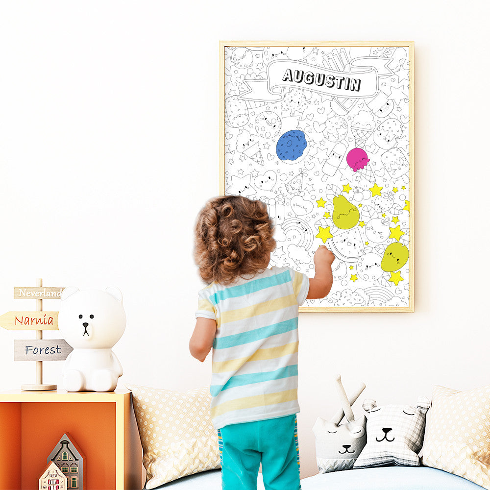 Affiche Coloriage Géant Gourmandises Prénom à Personnaliser Sans - Affiche Personnalisée