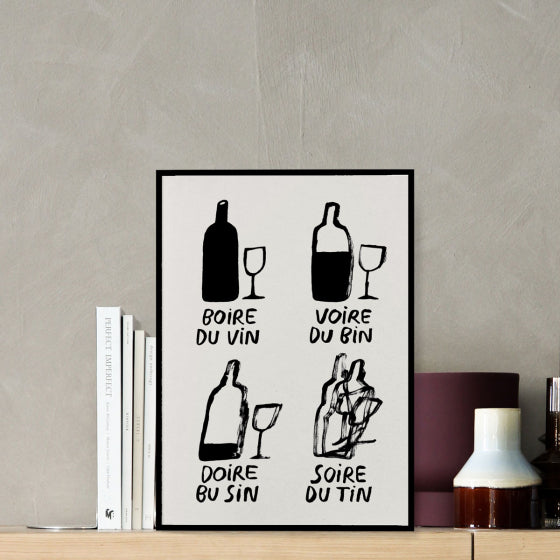 Affiche illustrée vin & copains Affiches & chips