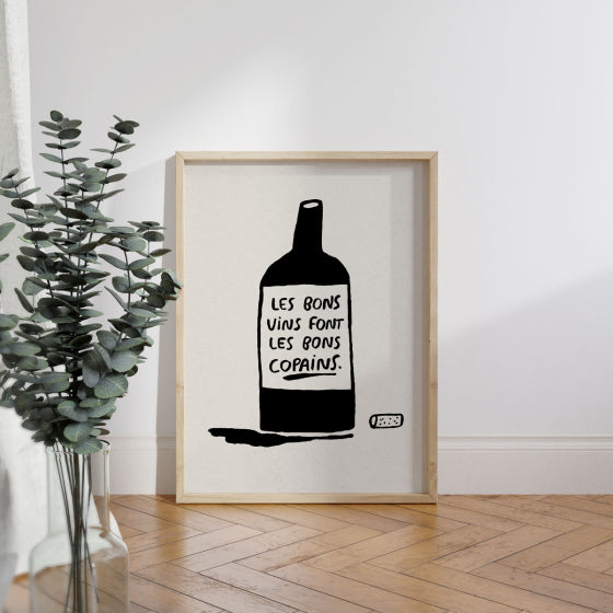 Affiche illustrée vin copain