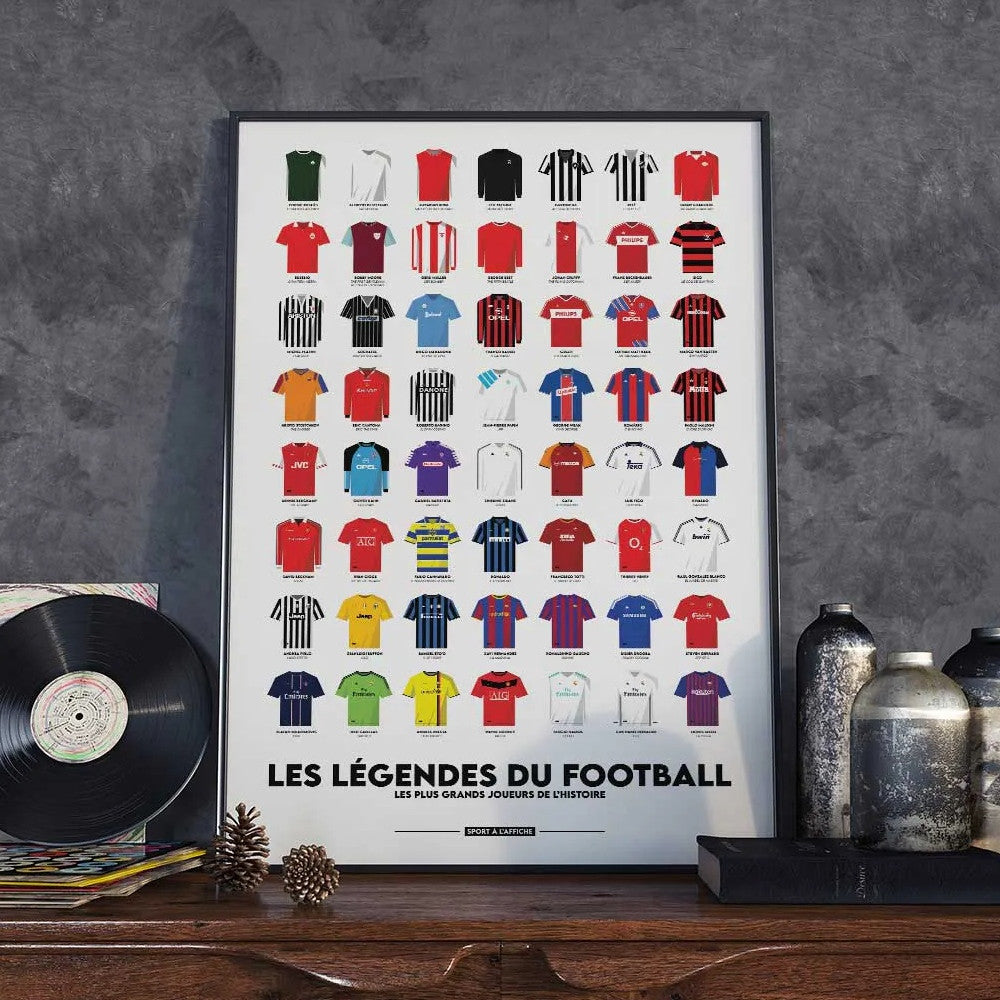 Affiche Les Légendes du Football Format 40 x 60 cm - Décoration Murale
