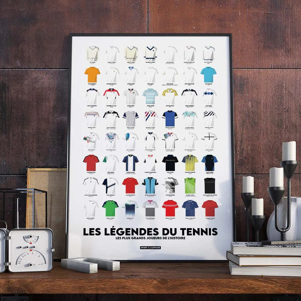 Affiche Les Légendes du Tennis Format 40 x 60 cm - Décoration Murale