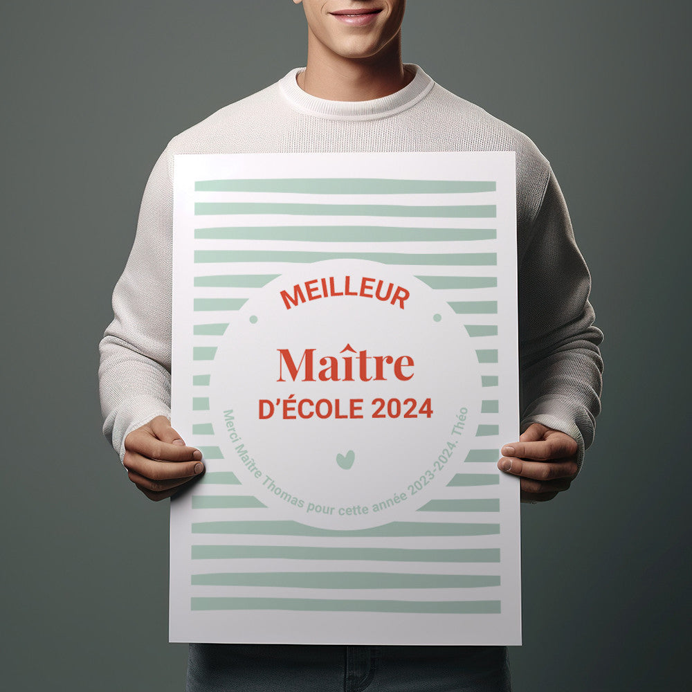 Affiche Maître.sse en Or à Personnaliser Sans - Affiche Personnalisée