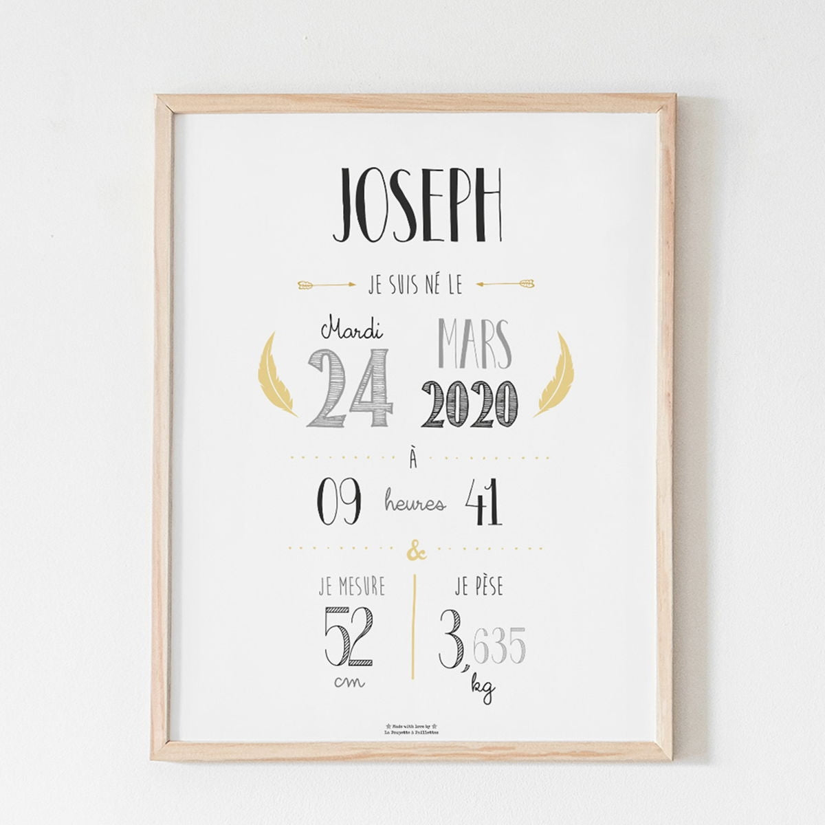 Affiche naissance personnalisée La Poupette à Paillettes