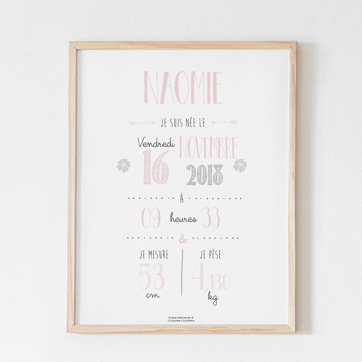 Affiche naissance personnalisée La Poupette à Paillettes