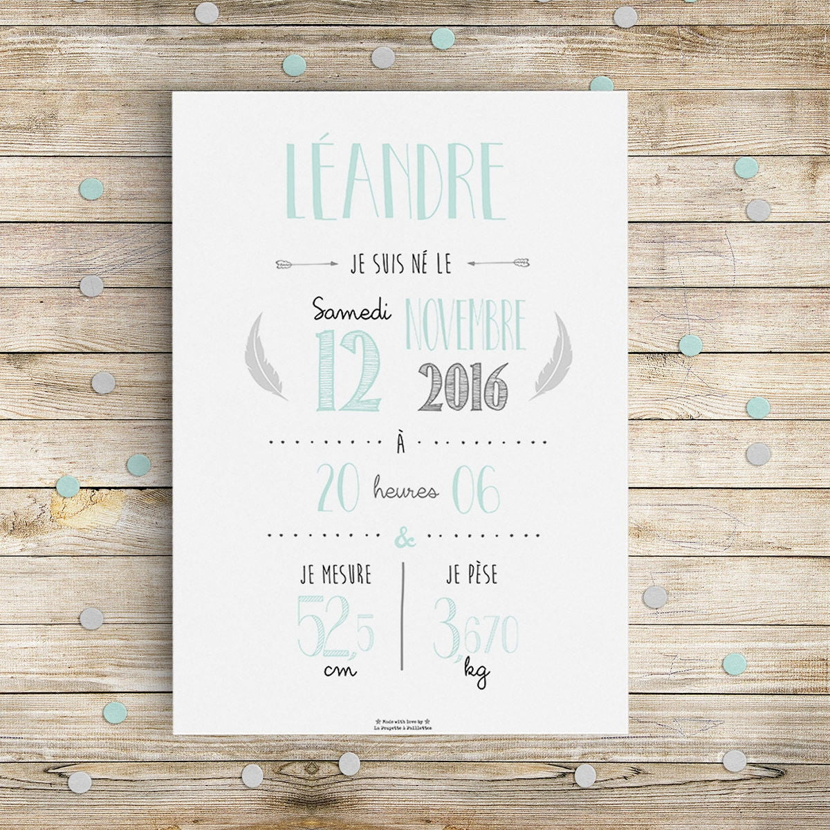 Affiche naissance personnalisée La Poupette à Paillettes