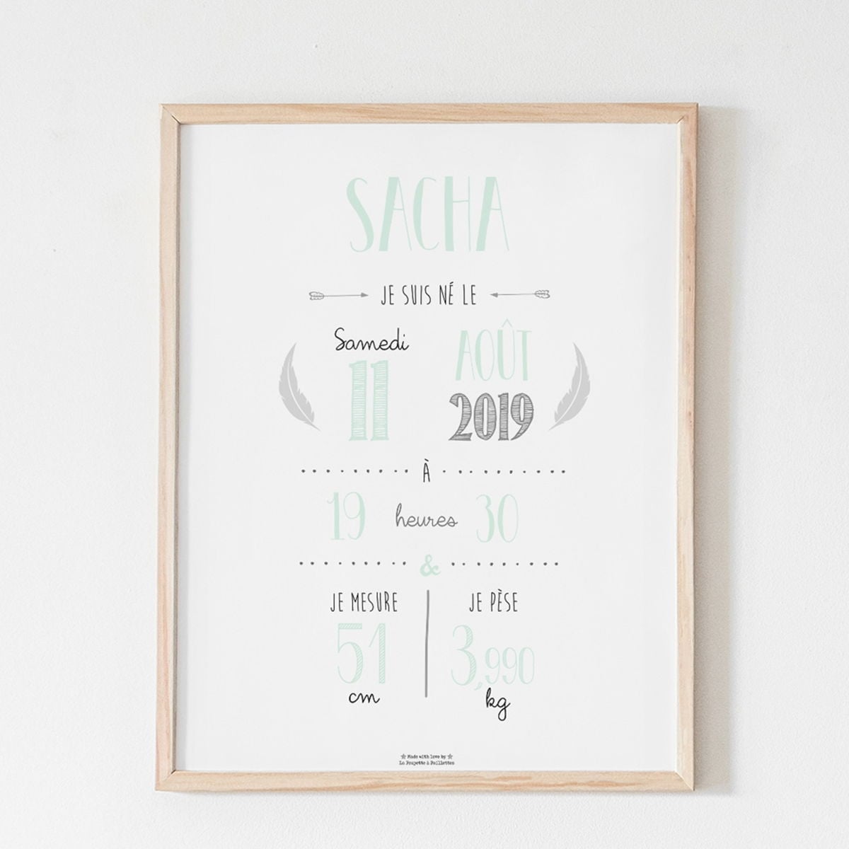 Affiche naissance personnalisée La Poupette à Paillettes