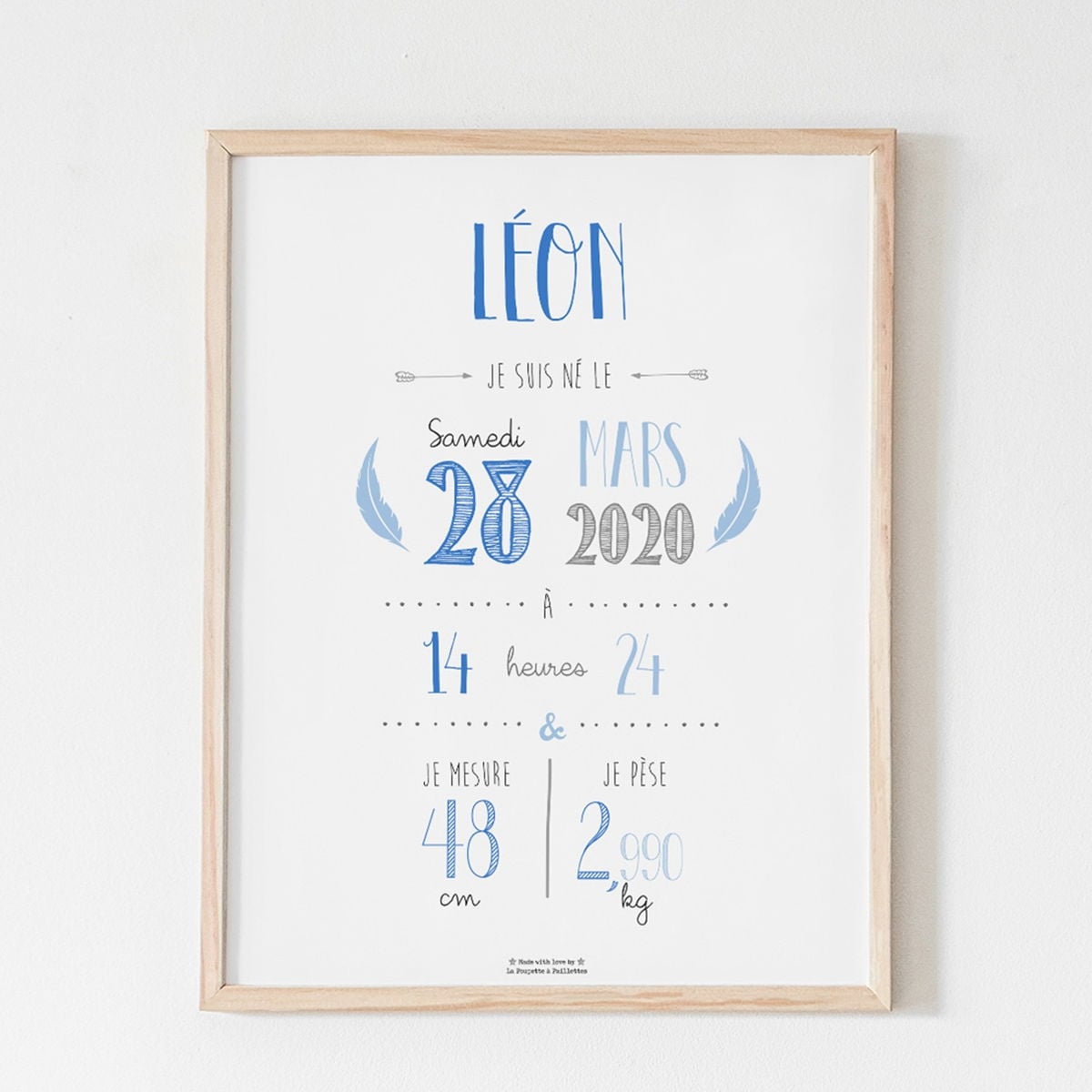 Affiche naissance personnalisée La Poupette à Paillettes