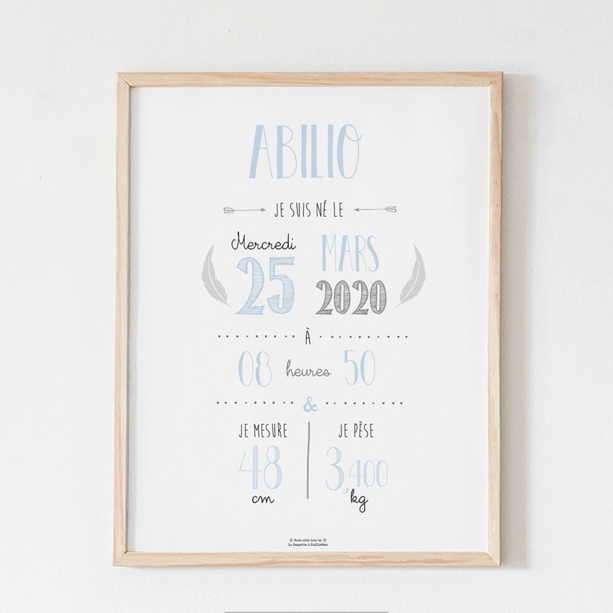 Affiche naissance personnalisée La Poupette à Paillettes