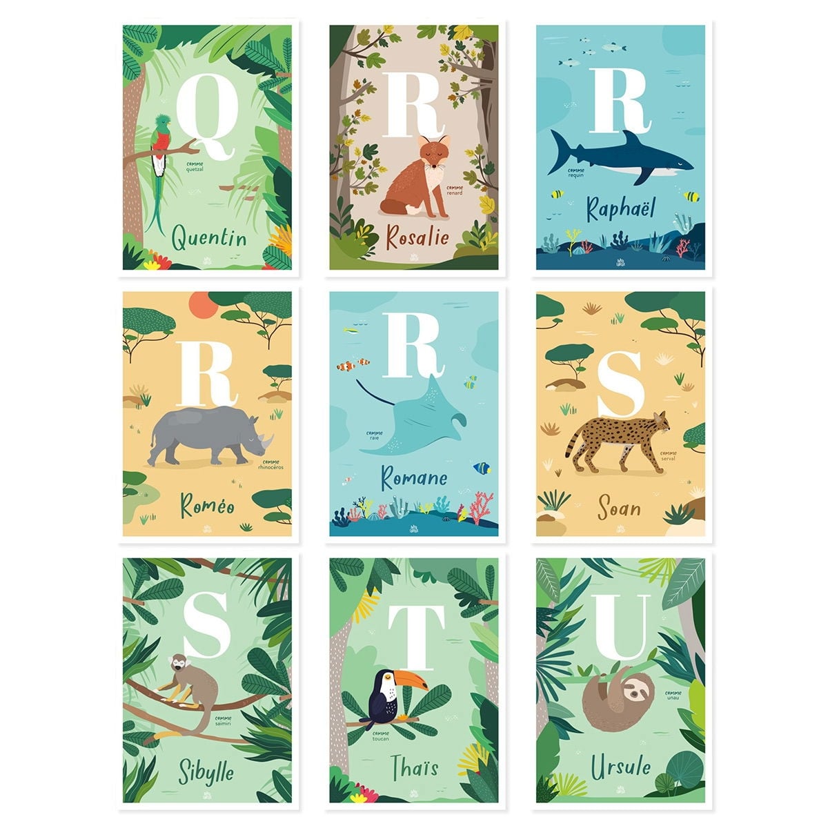 Affiche personnalisée initiale animaux