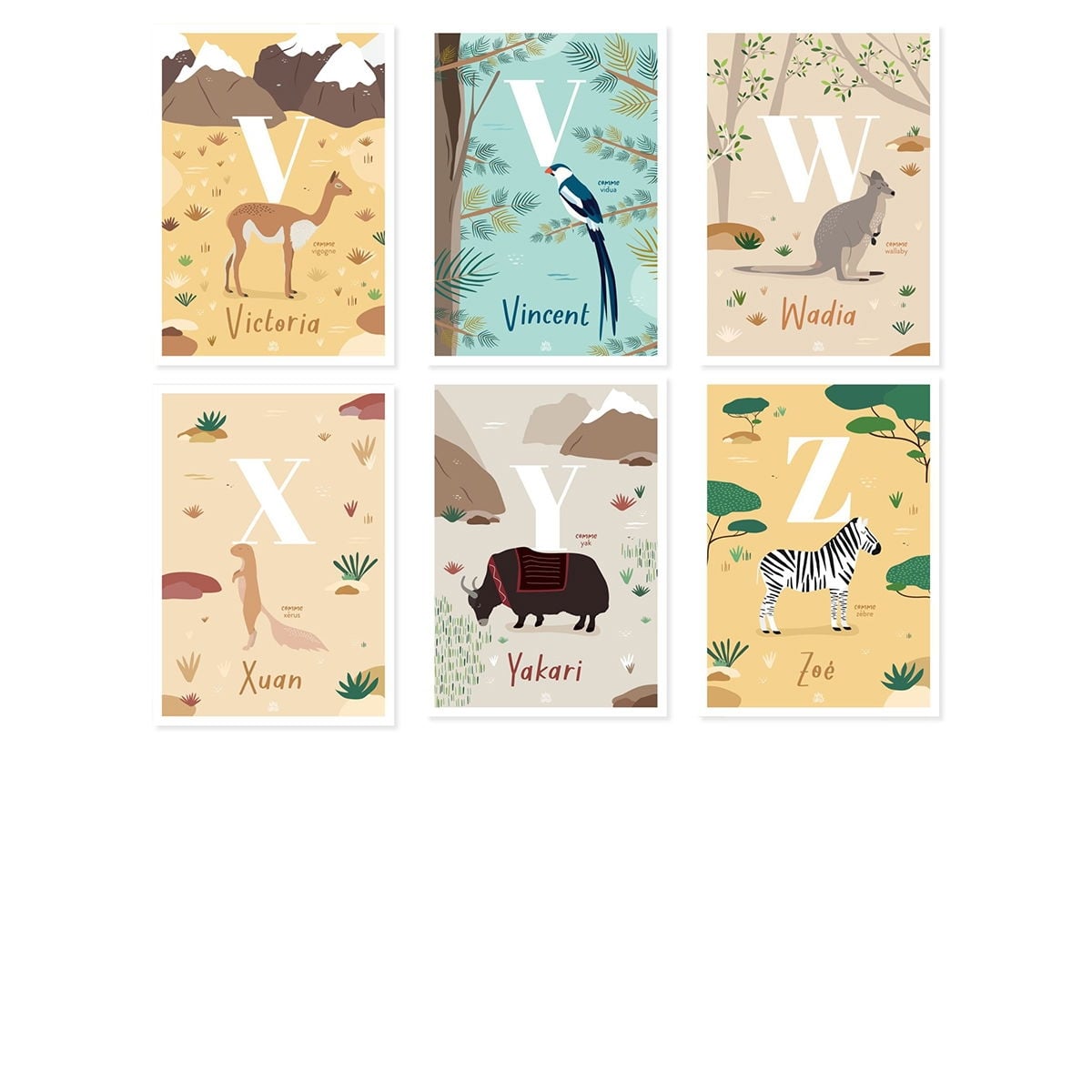 Affiche personnalisée initiale animaux