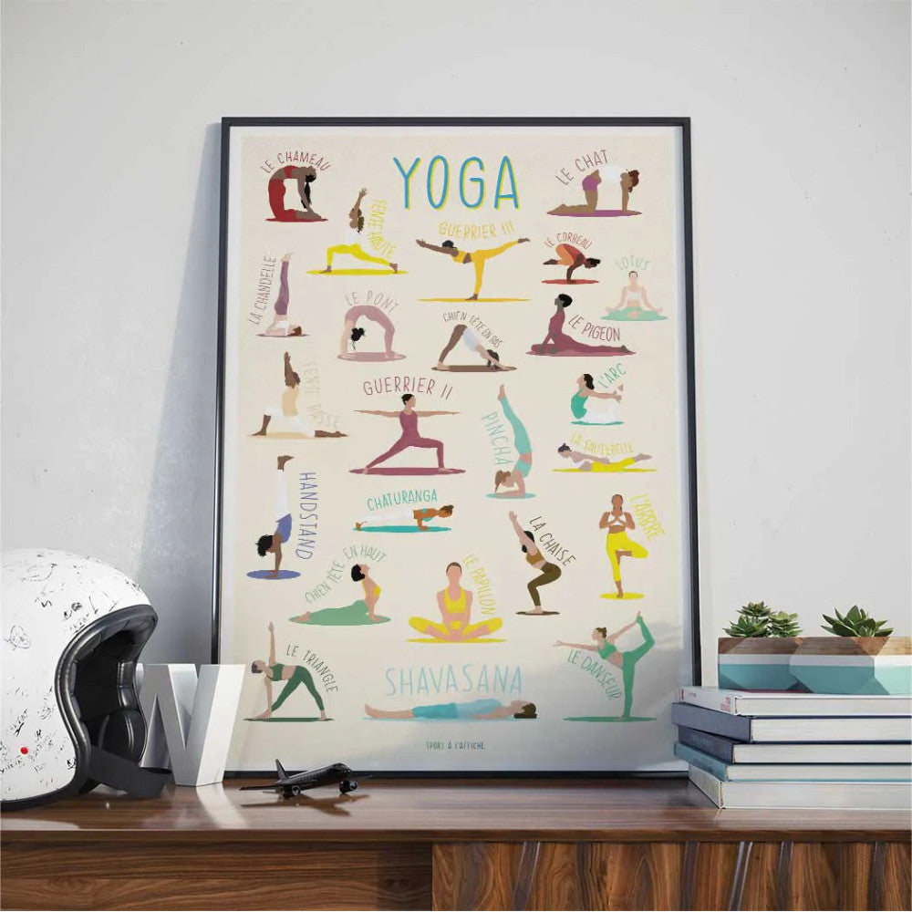 Affiche Positions de Yoga Format 40 x 60 cm - Décoration Murale