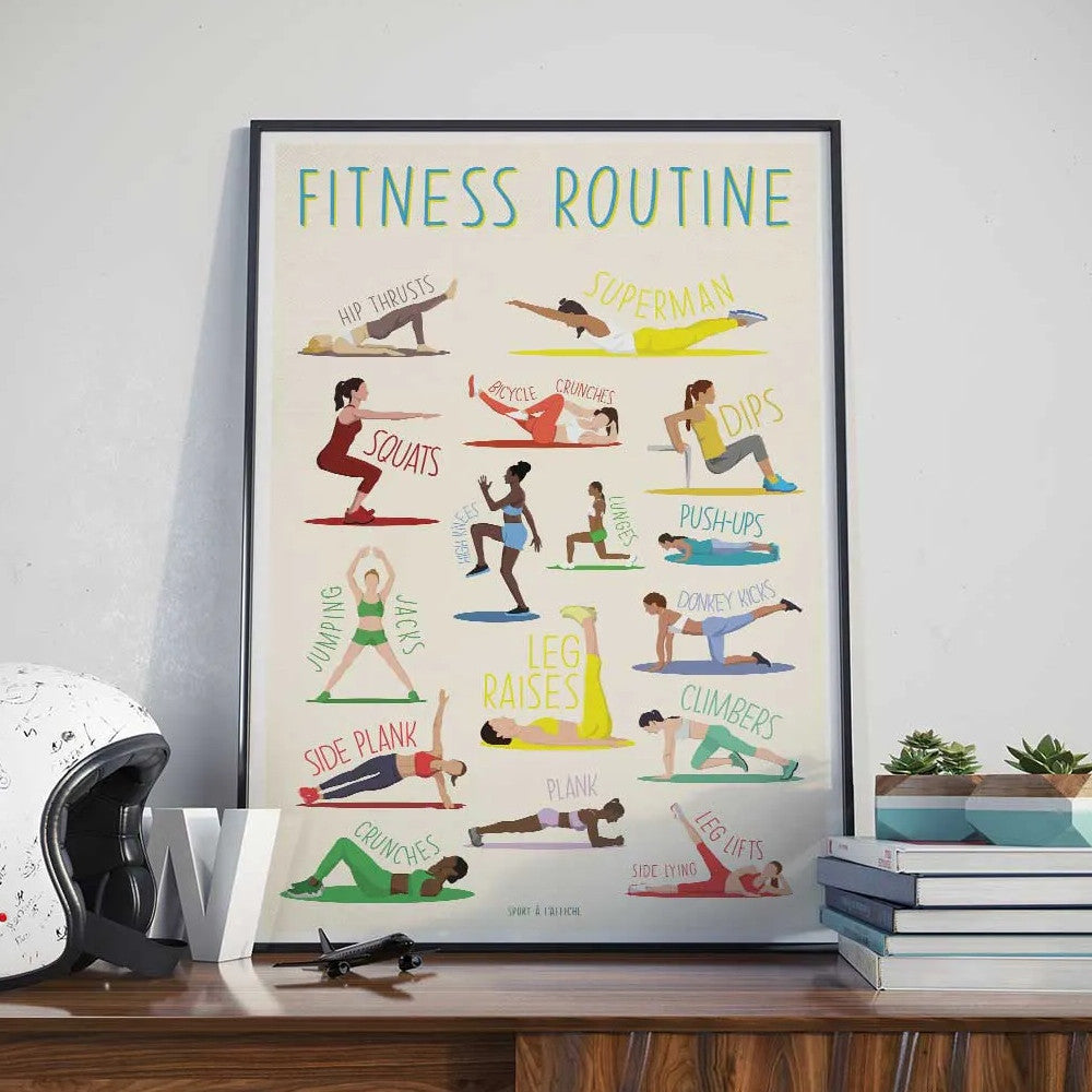 Affiche Routine Fitness Format 40 x 60 cm - Décoration Murale