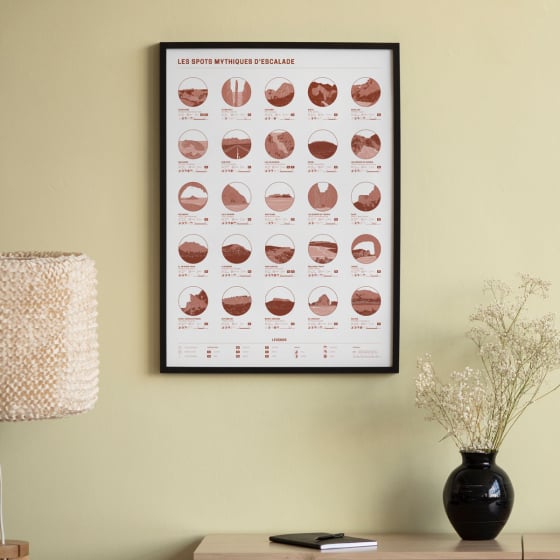 Affiche spots mythiques d'escalade Affiches & chips