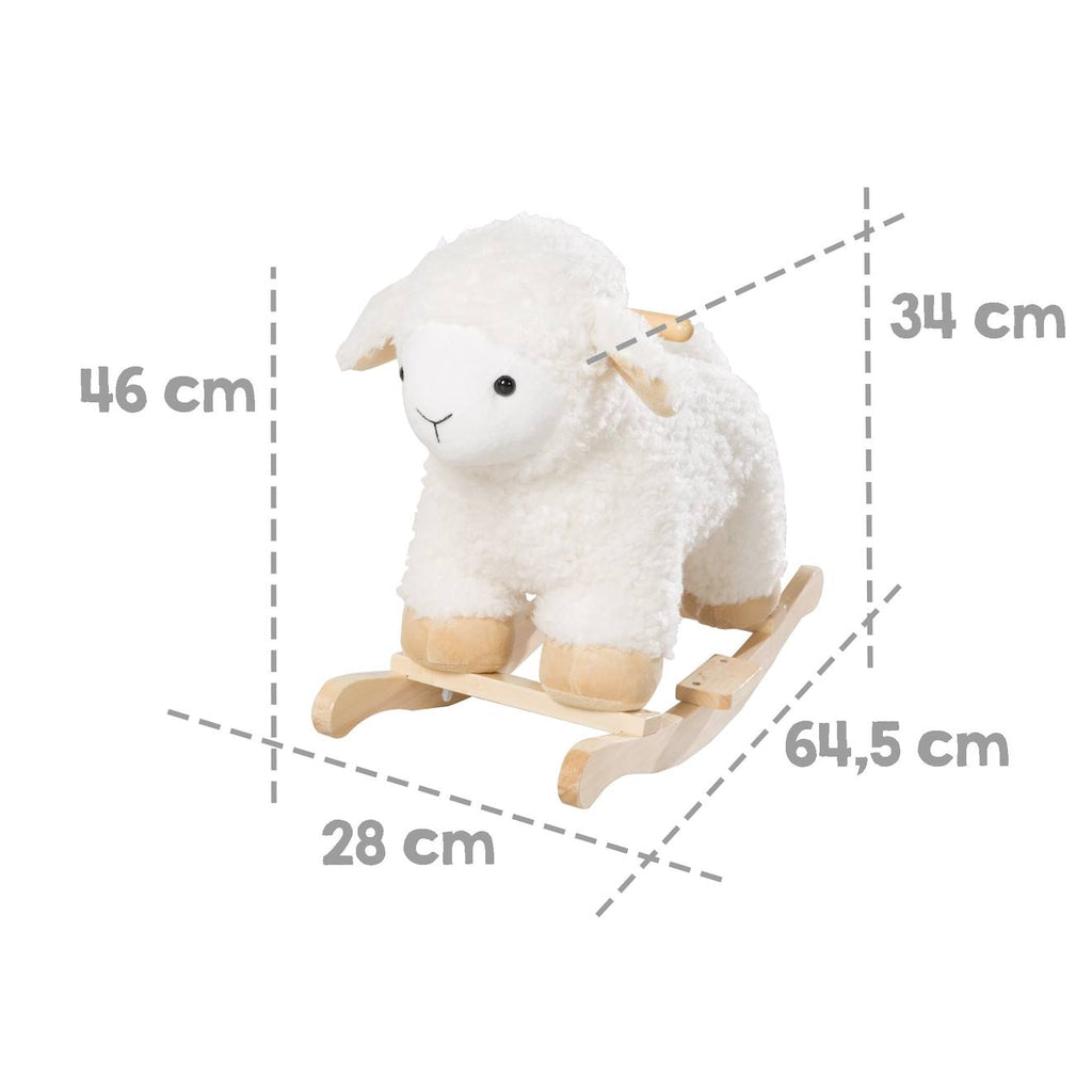 Agneau à bascule en bois massif blanc / beige