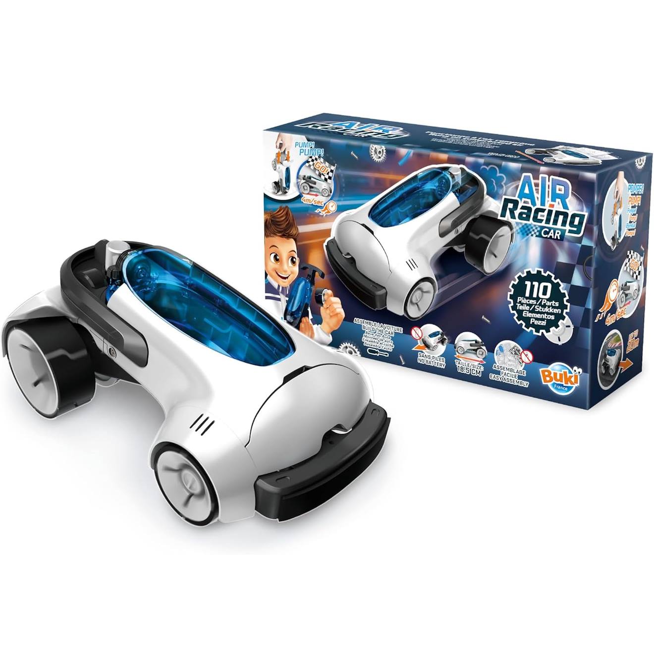 Air racing car bleu