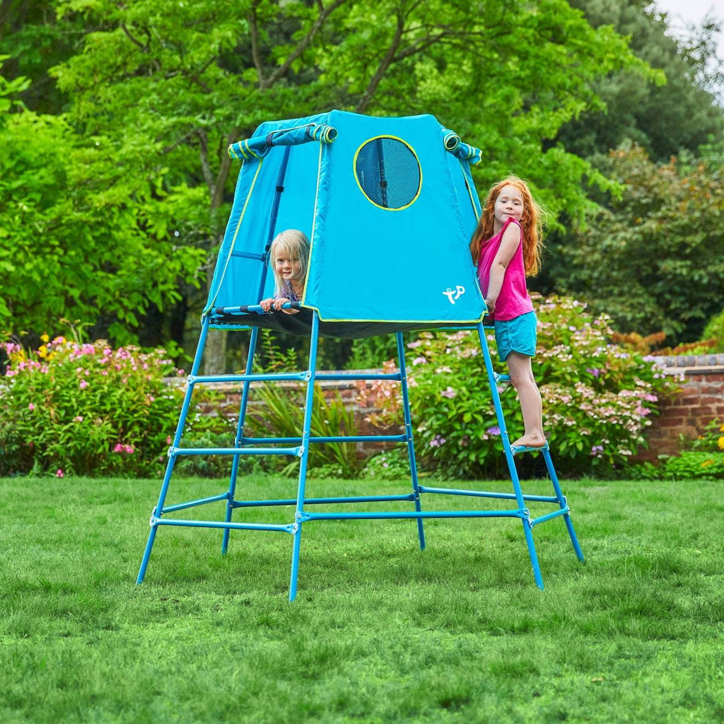 Aire de jeux évolutive explorer tour métal h201cm bleu