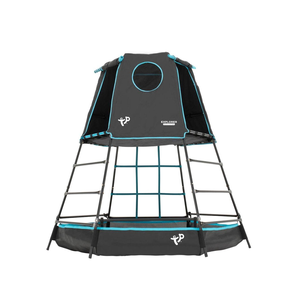 Aire de jeux évolutive piscine à balles explorer tour métal h201cm bleu - noir
