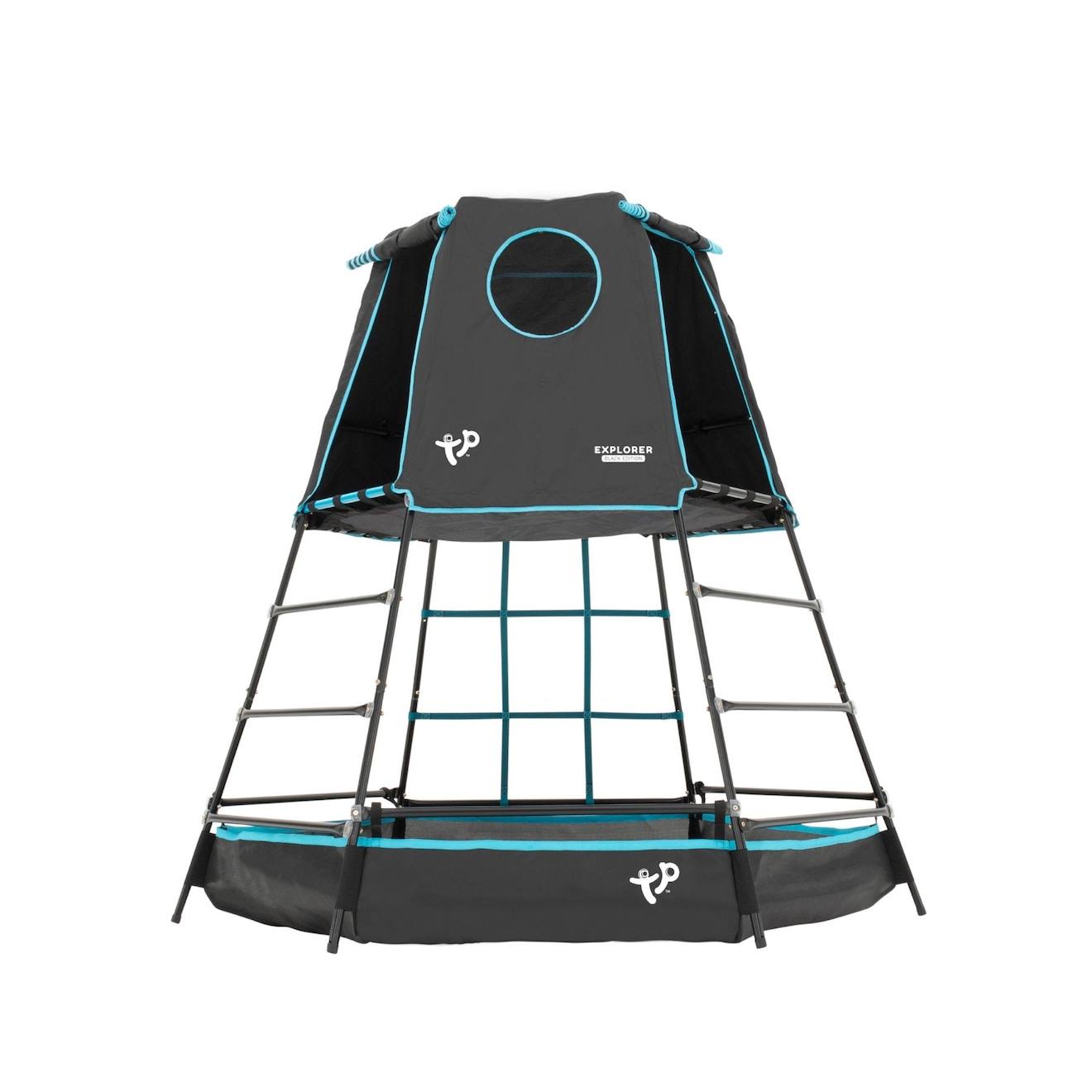 Aire de jeux évolutive piscine à balles explorer tour métal h201cm bleu - noir