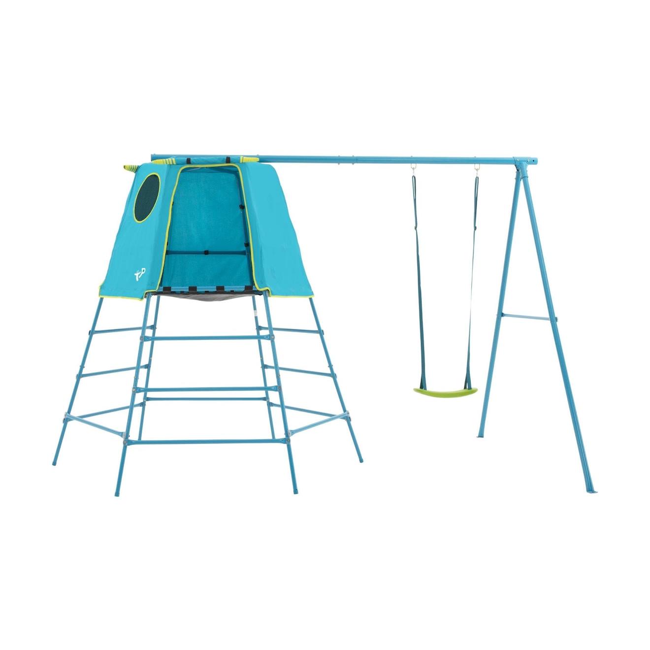 Aire de jeux évolutive portique explorer tour métal h201cm bleu
