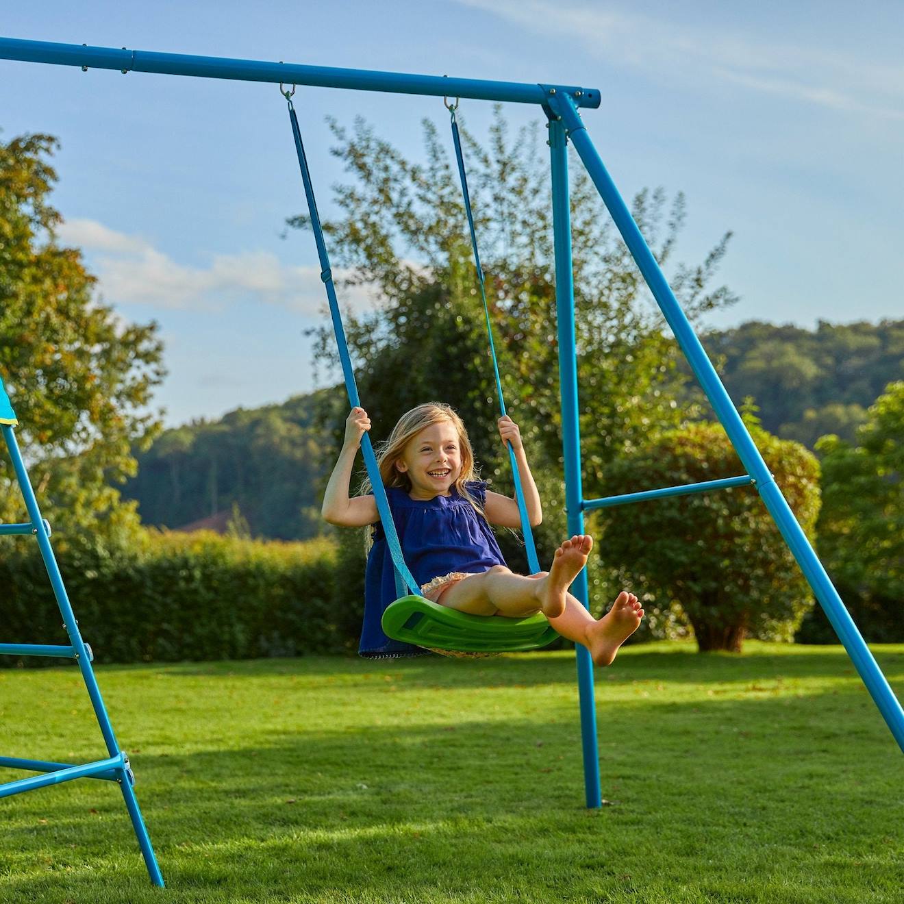 Aire de jeux évolutive portique explorer tour métal h201cm bleu