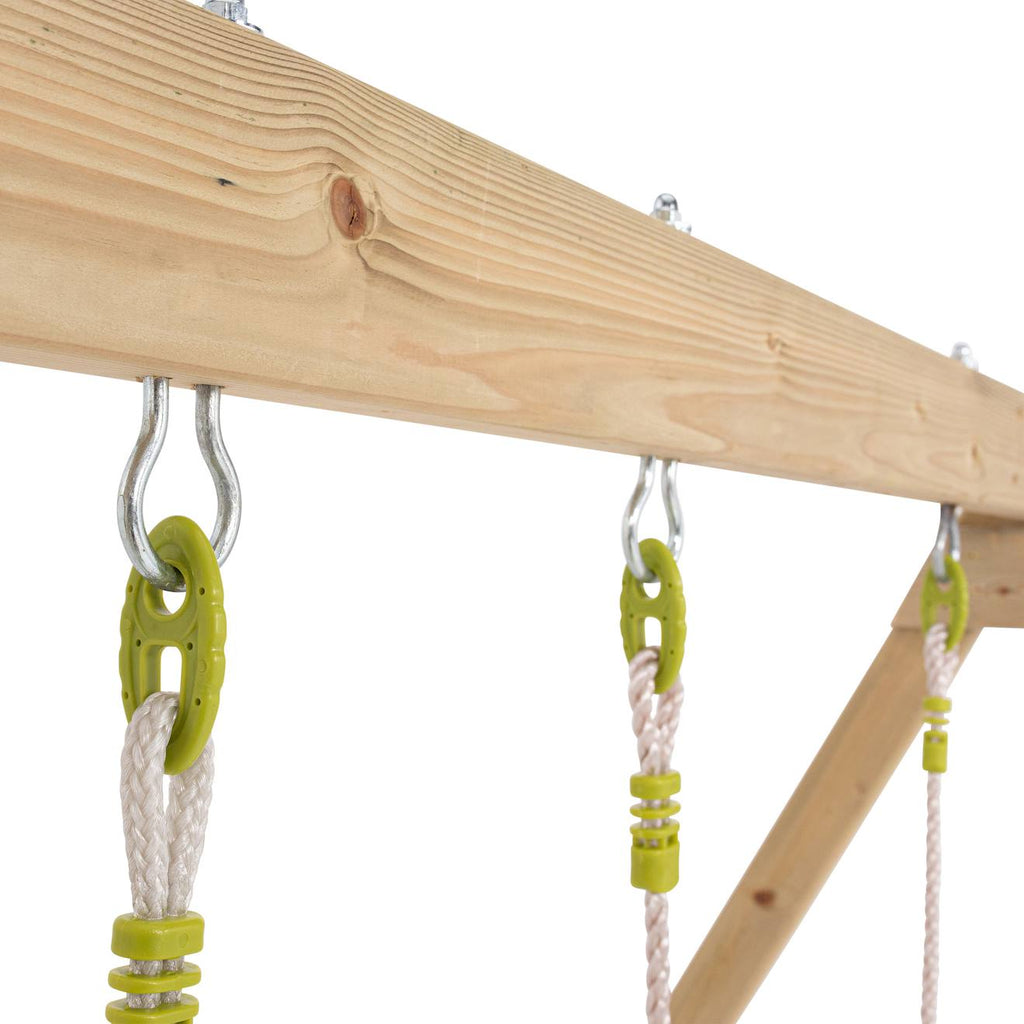 Aire de jeux toboggan et mur escalade gessette bois h210cm marron - vert kaki