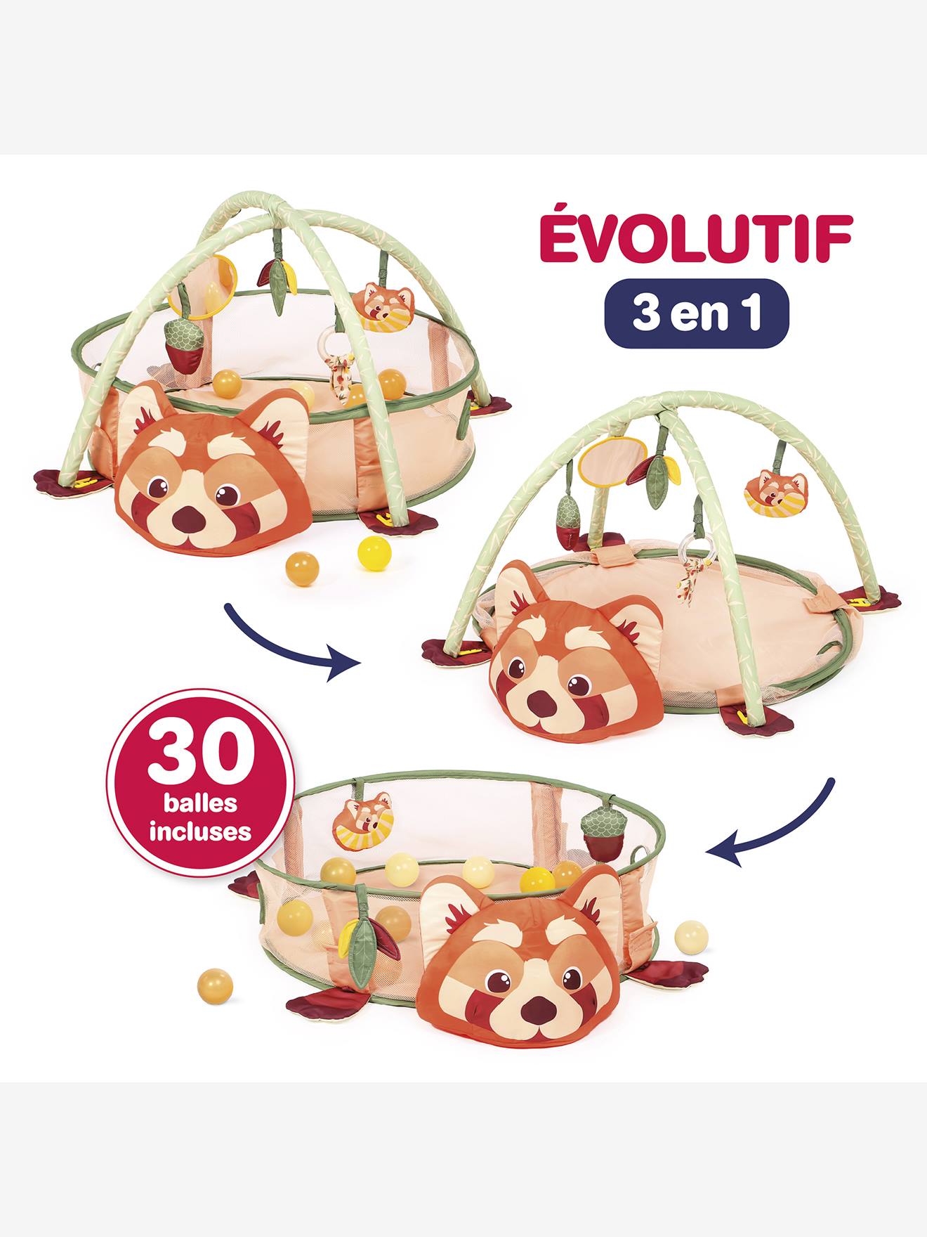 Aire d'éveil et piscine à balles panda multicolore