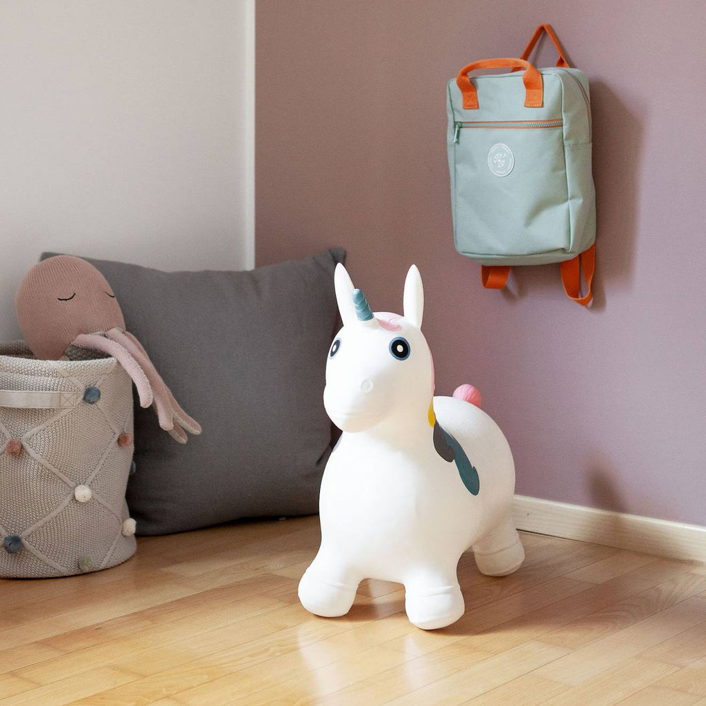 Animal sauteur gonflable blanc - licorne