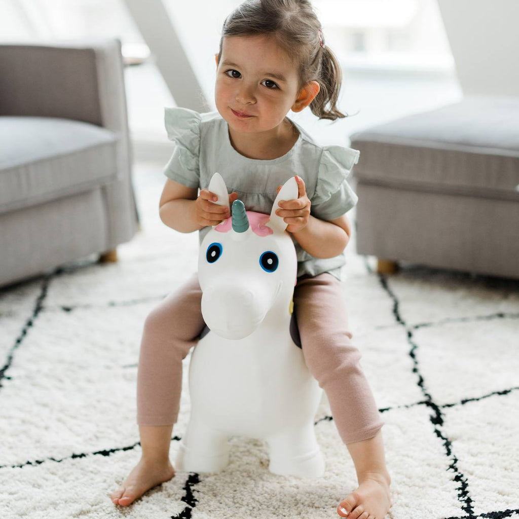 Animal sauteur gonflable blanc - licorne