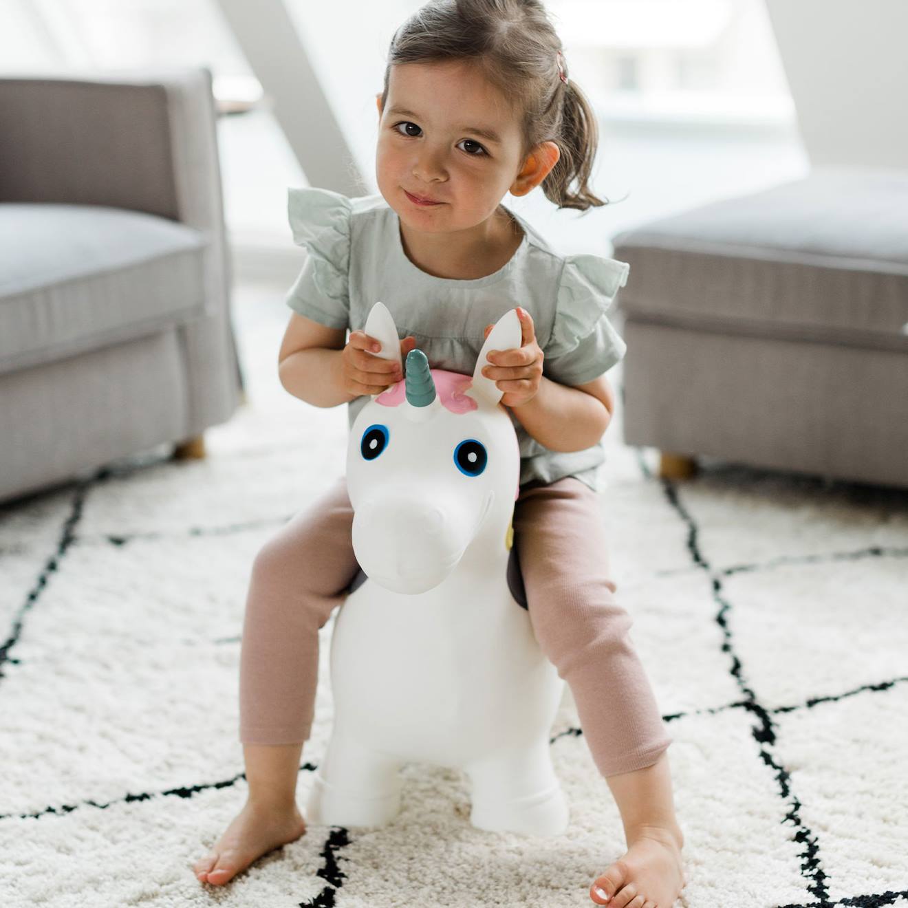 Animal sauteur gonflable blanc - licorne