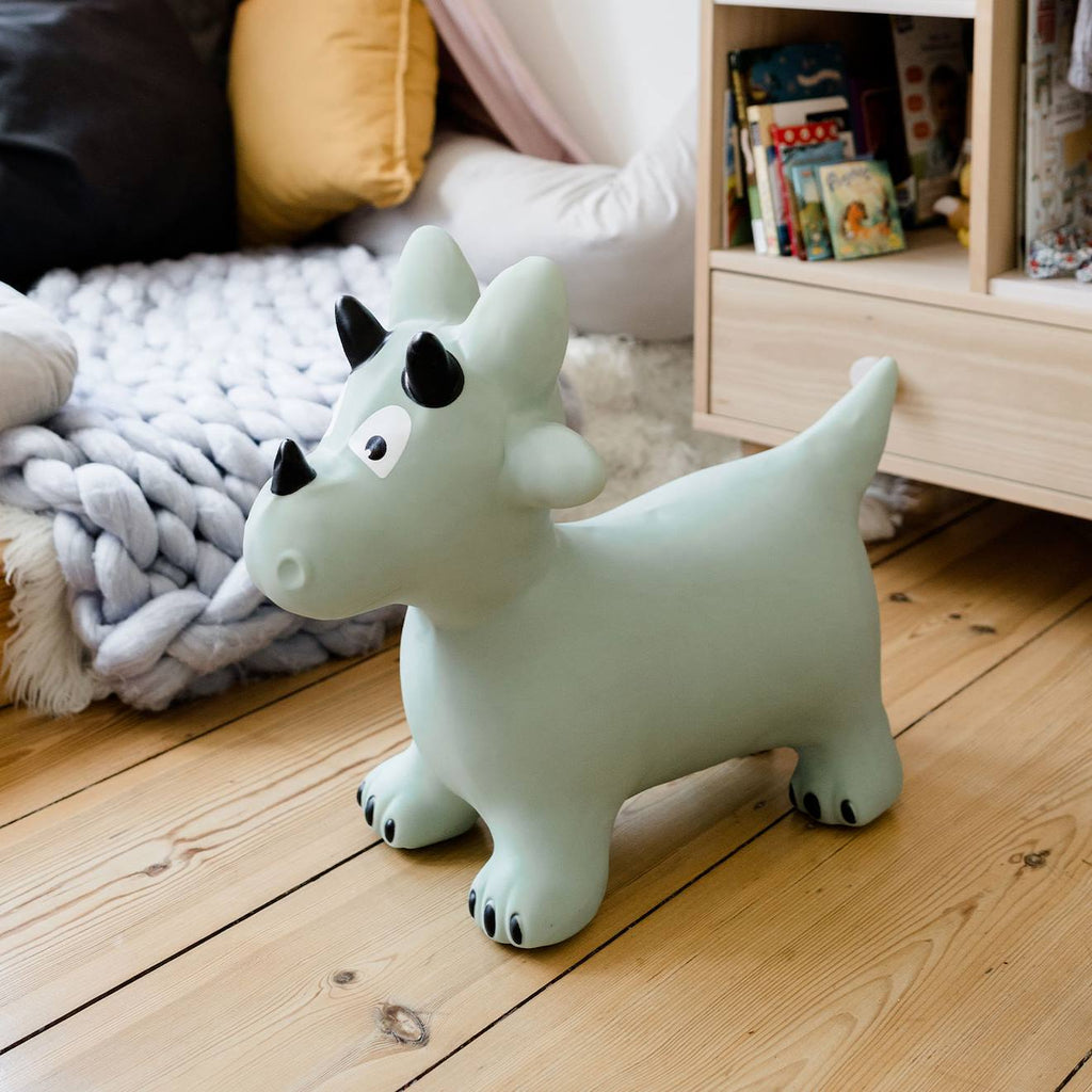Animal sauteur gonflable pistache - dino