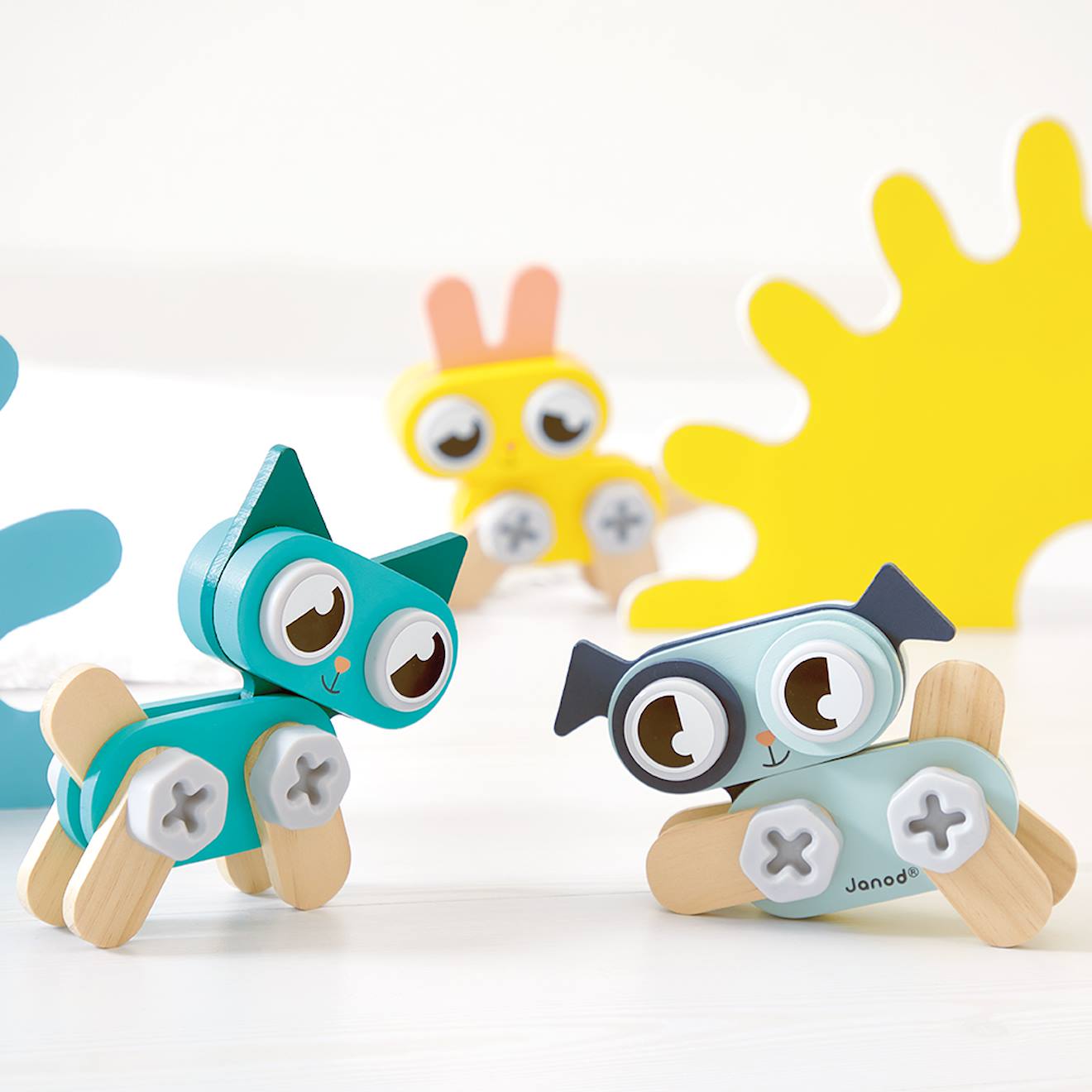 Animaux à bricoler en bois, 3 outils - 50 pièces multicolore