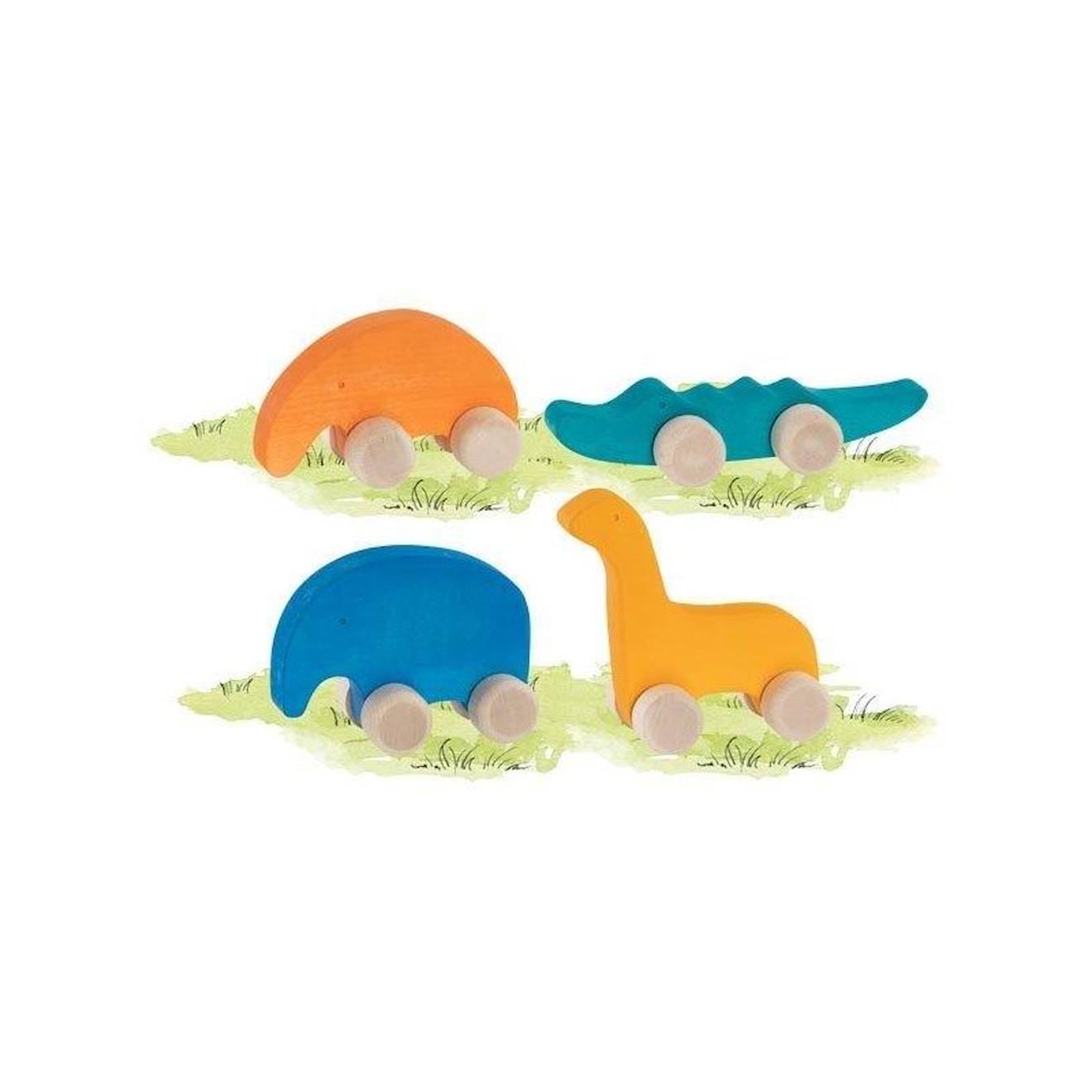 Animaux en bois à pousser jaune