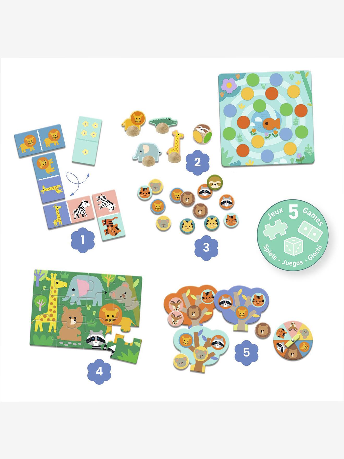 Animaux sauvages - 5 jeux jaune