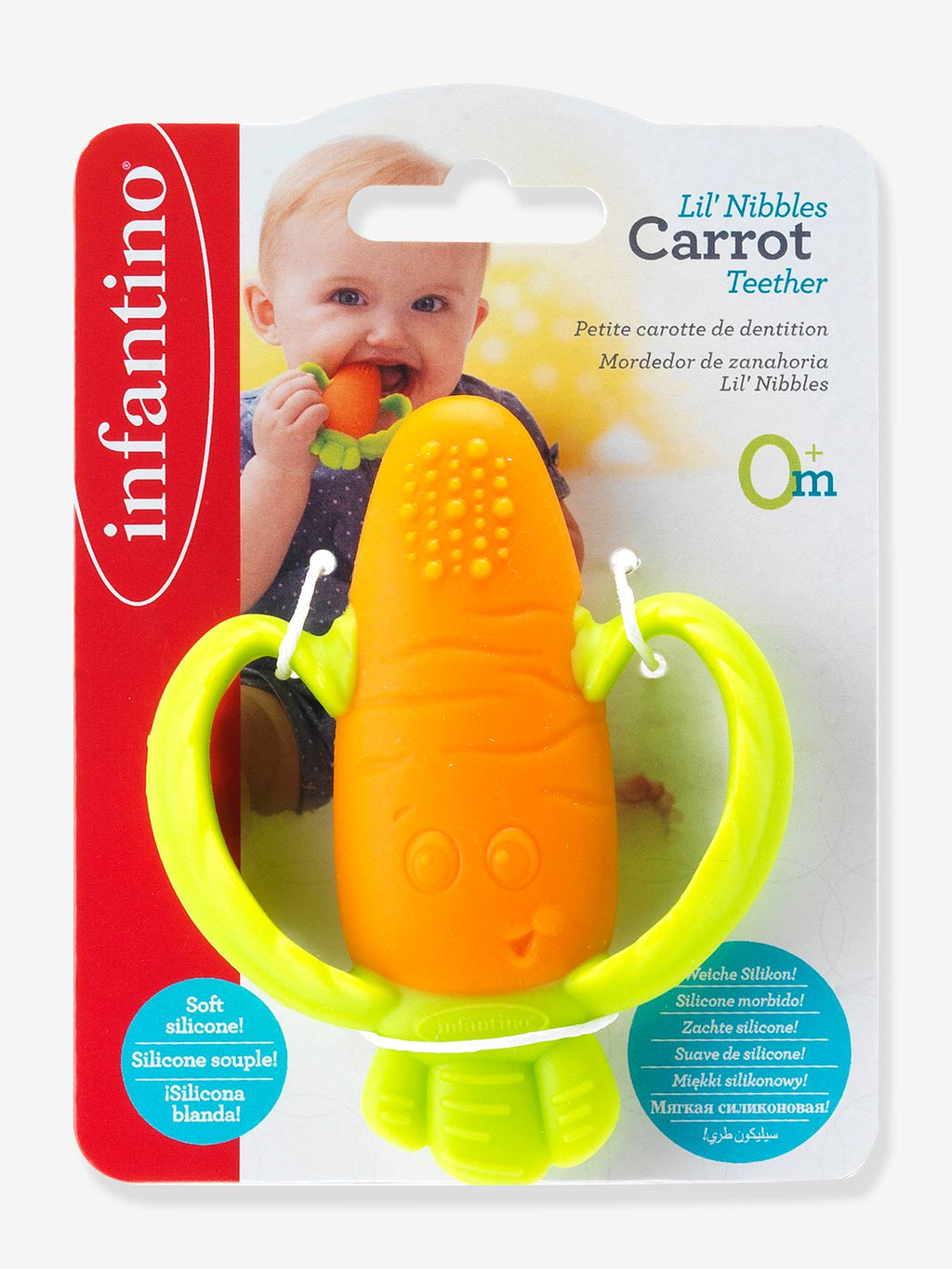 Anneau de dentition silicone carotte multicolore