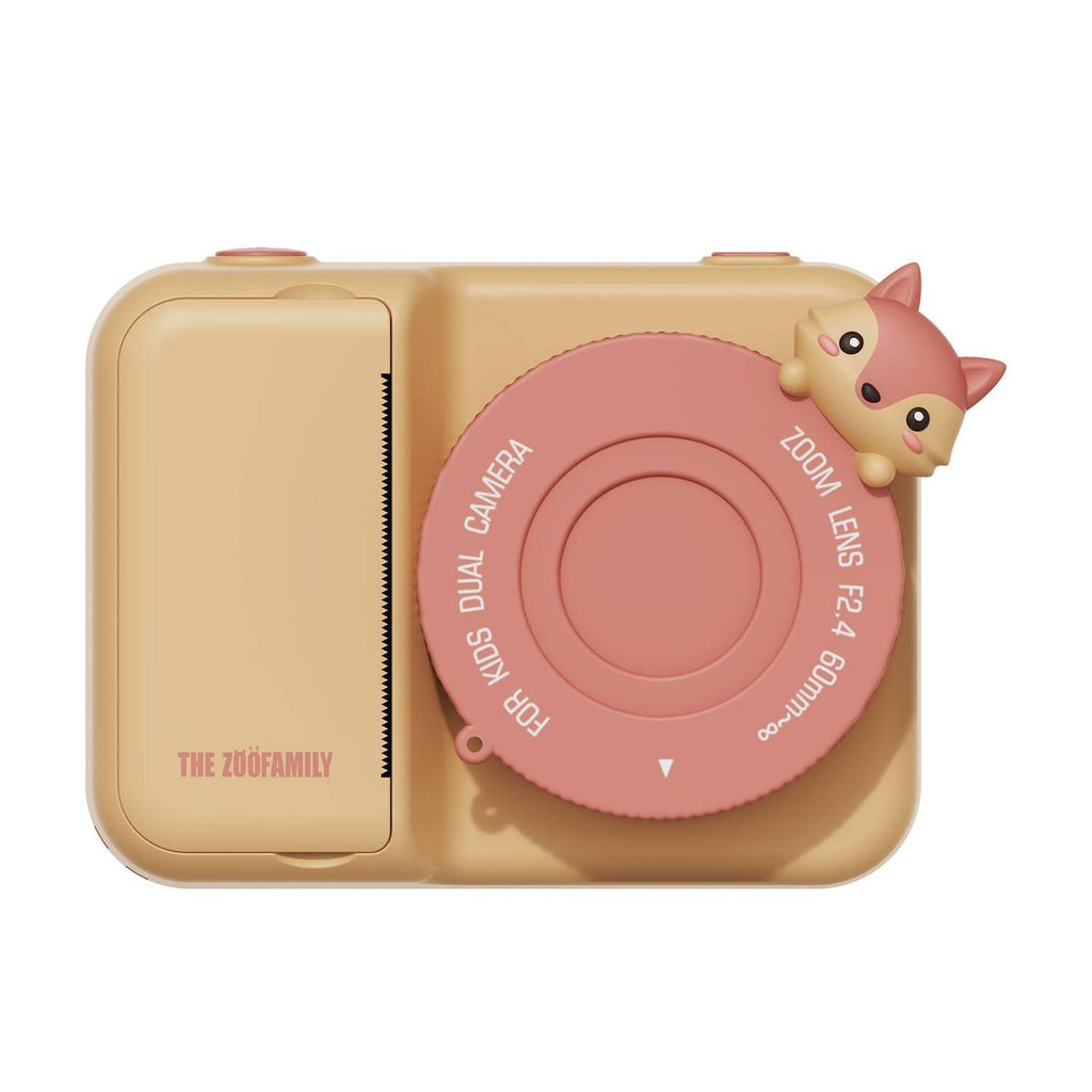 Appareil photo d'impression renard orange, rose, blanc