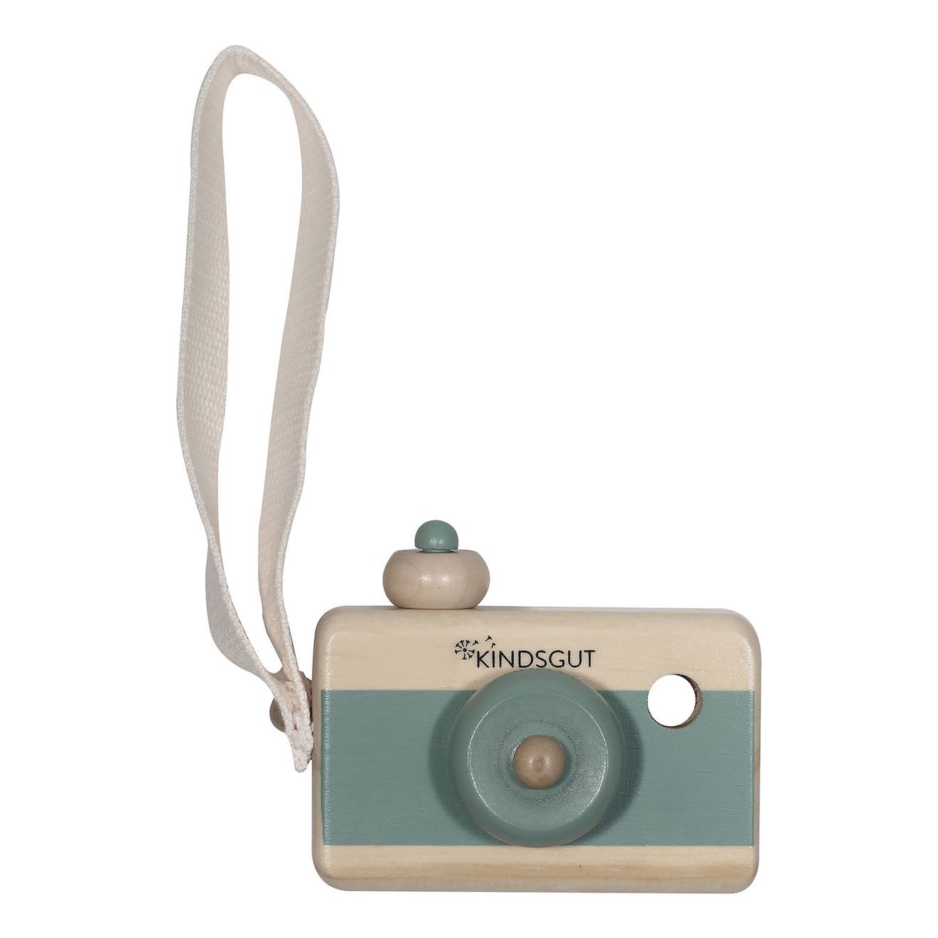 Appareil photo en bois aquamarine