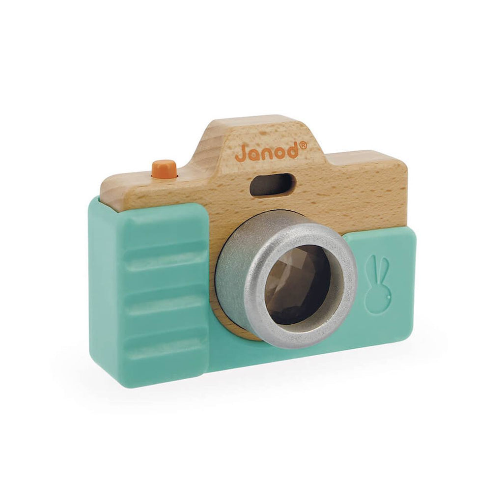Appareil photo en bois bleu