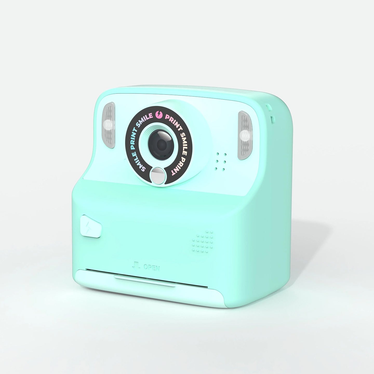 Appareil photo instantané enfant avec sangle, vue de face