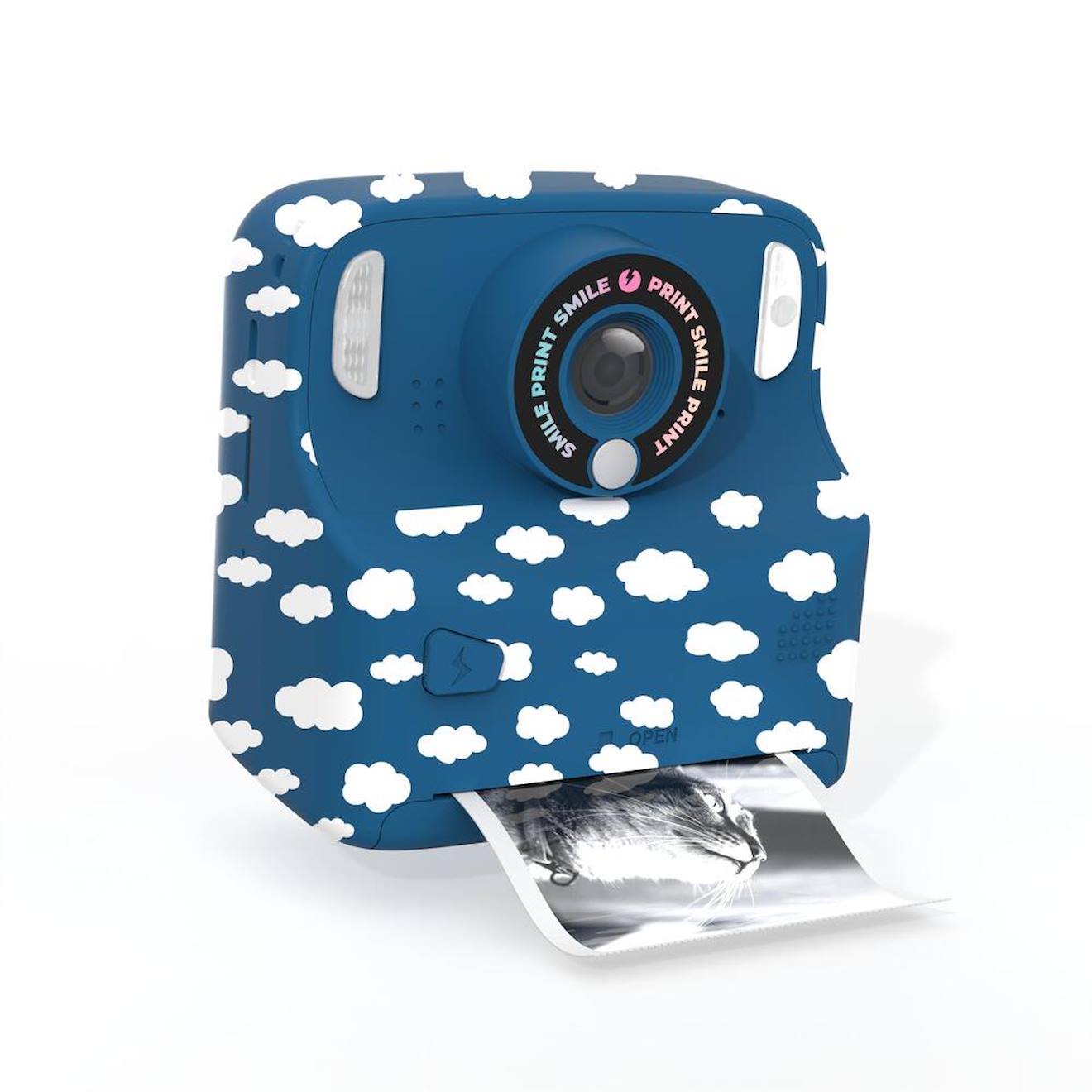 Appareil photo instantané enfant pixiprint - impression noir & blanc bleu