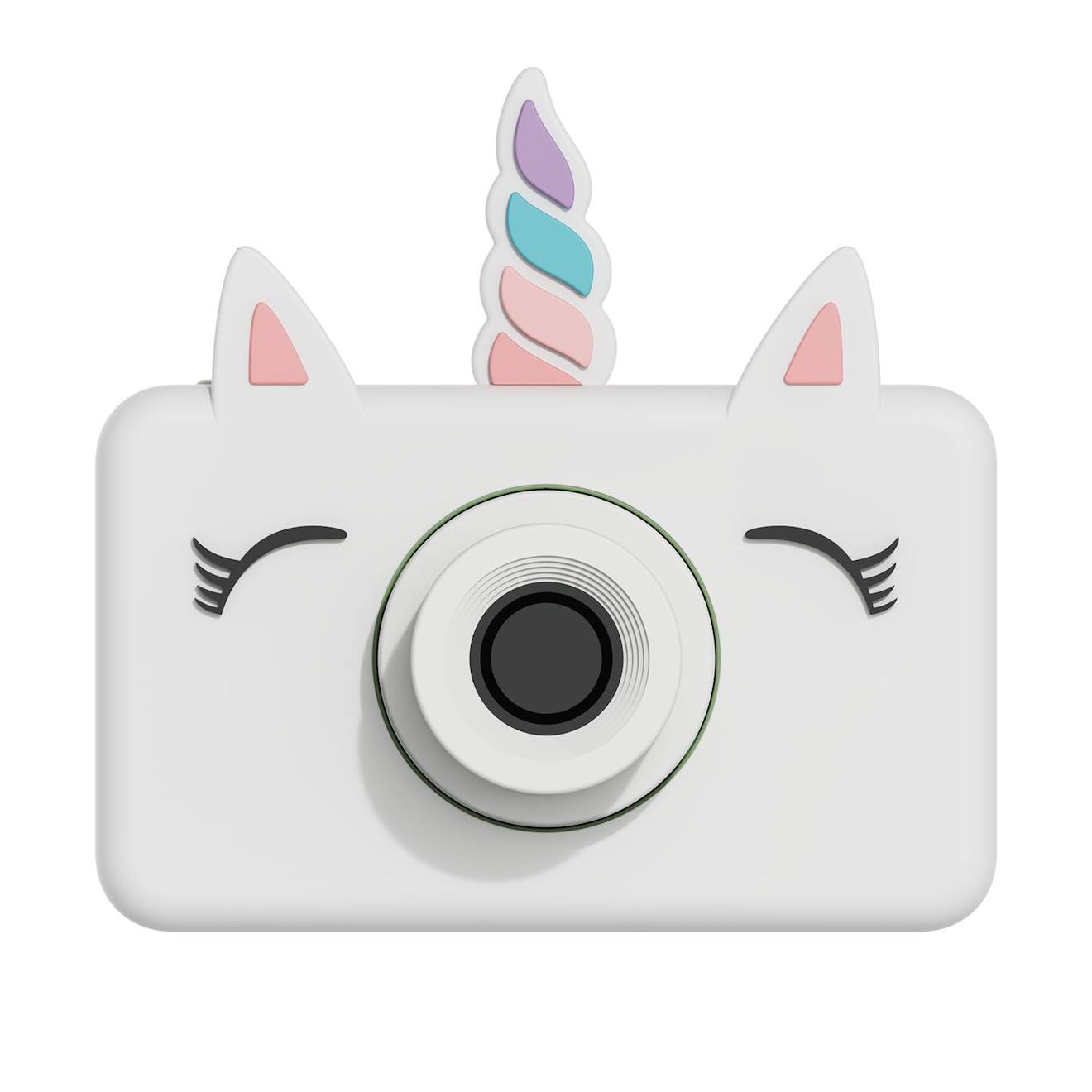 Appareil photo licorne blanc, rose, bleu
