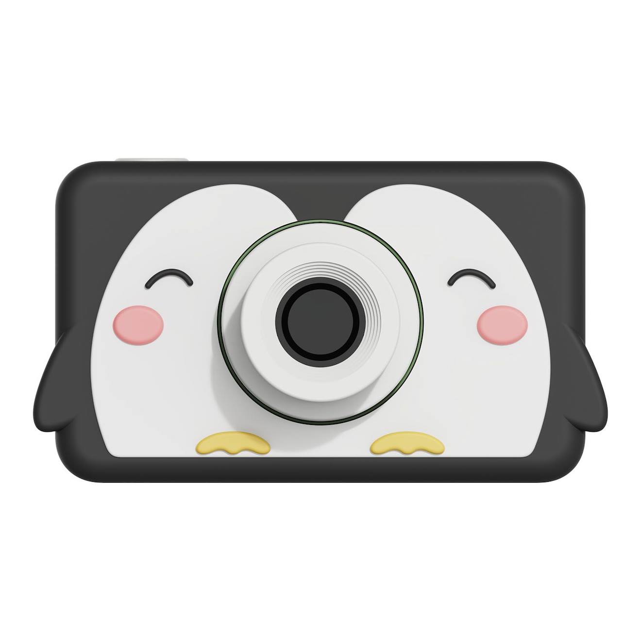 Appareil photo pingouin noir, blanc, rose
